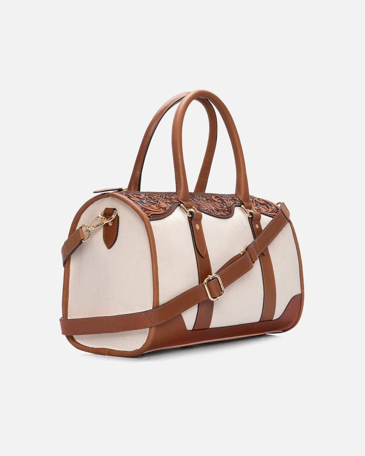 Hand-Tooled Leather Duffel Bag for Women