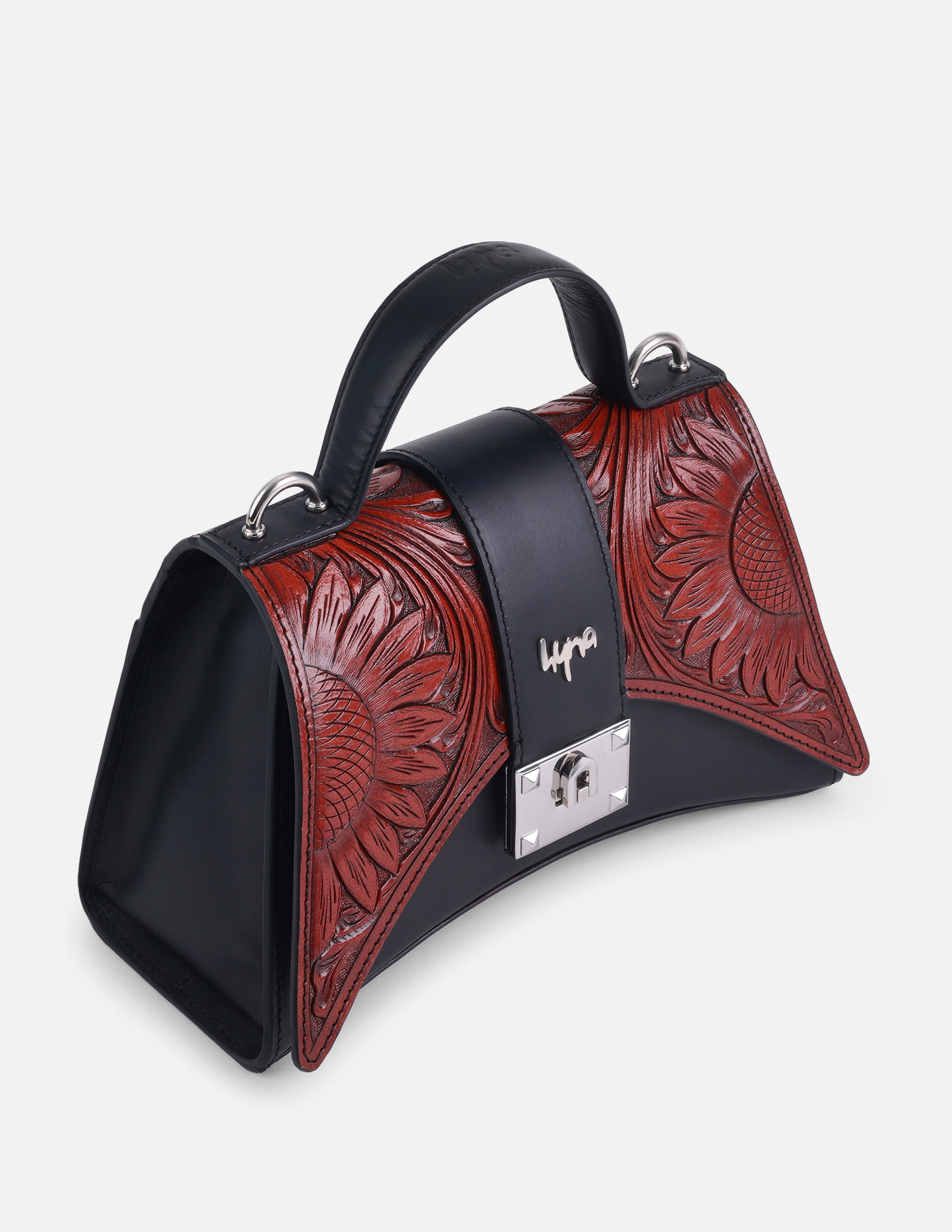 Hyna Scarlet Ridge Handtooled Bag (Black)