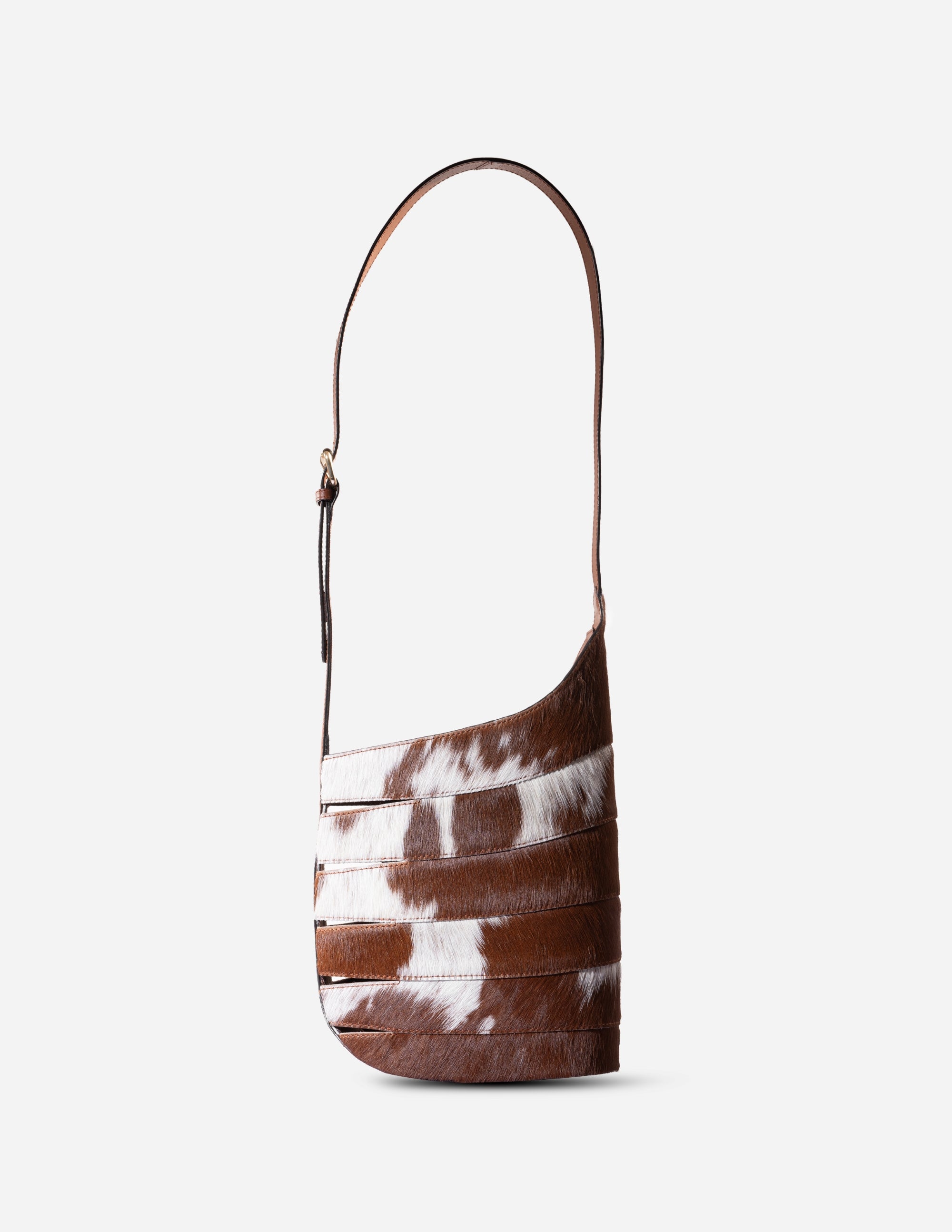 Luxury tan cowhide Hantooled leather bucket bags- Hyna