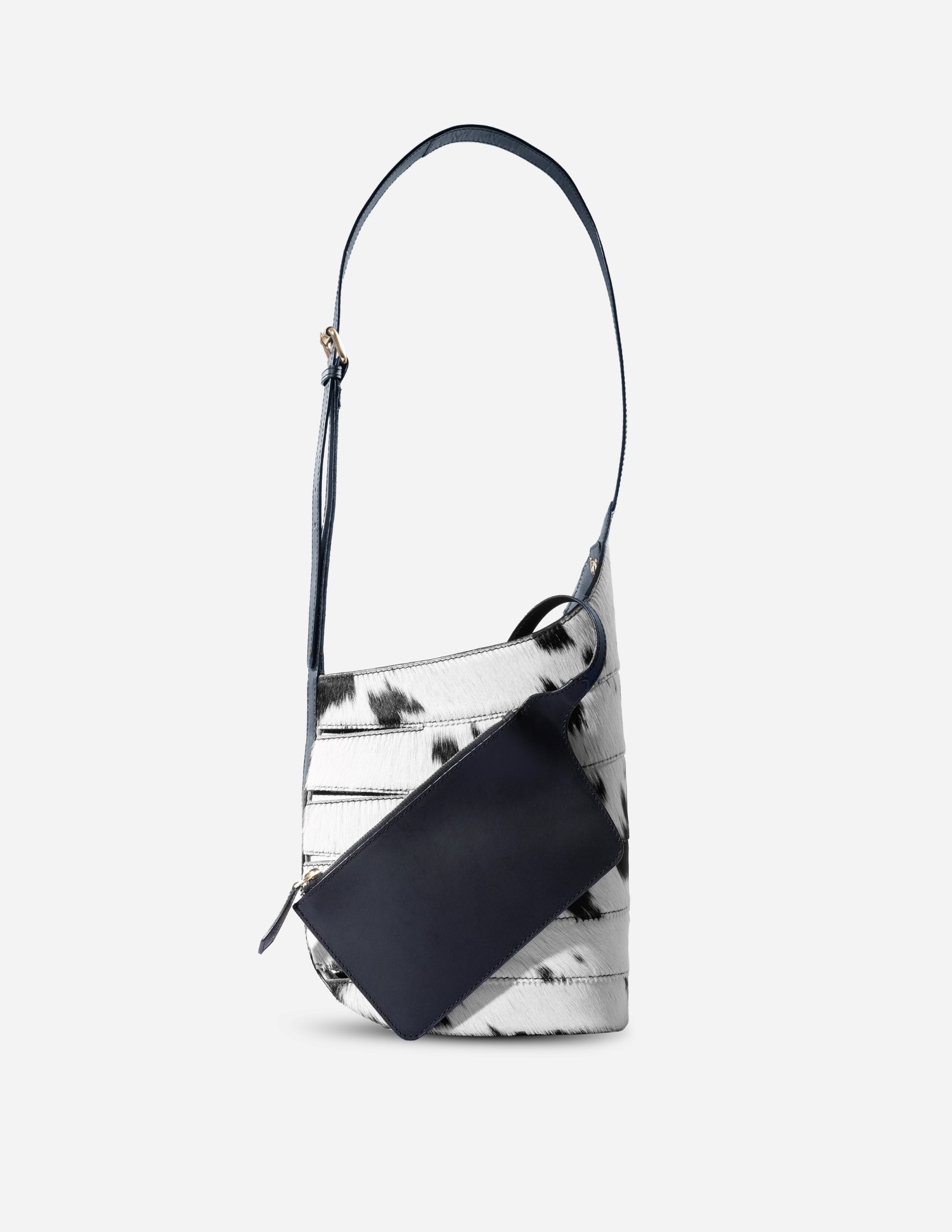 black cowhide leather bucket bags - Hyna