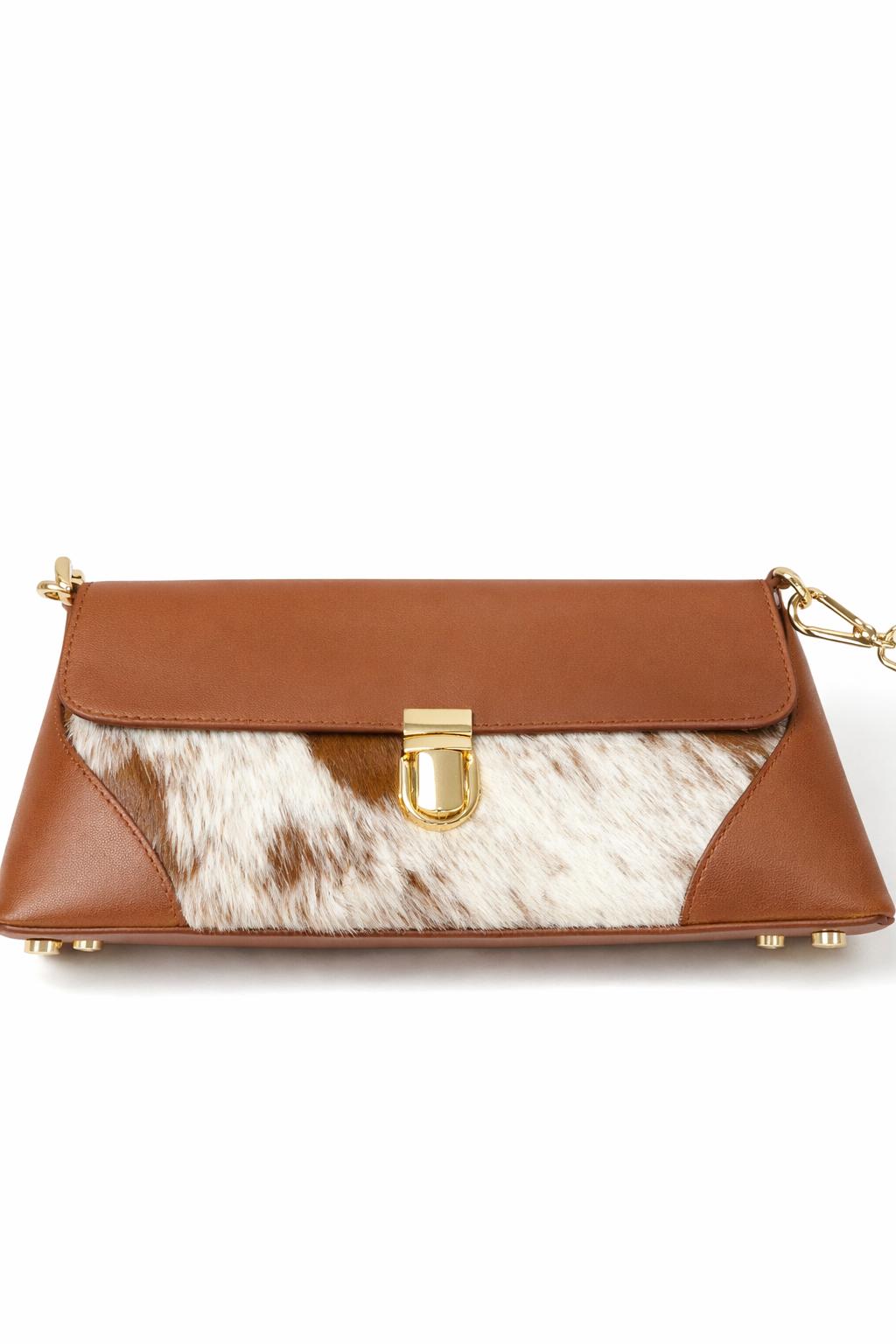 Hyna New Shoulder Bag Tan and White Natural