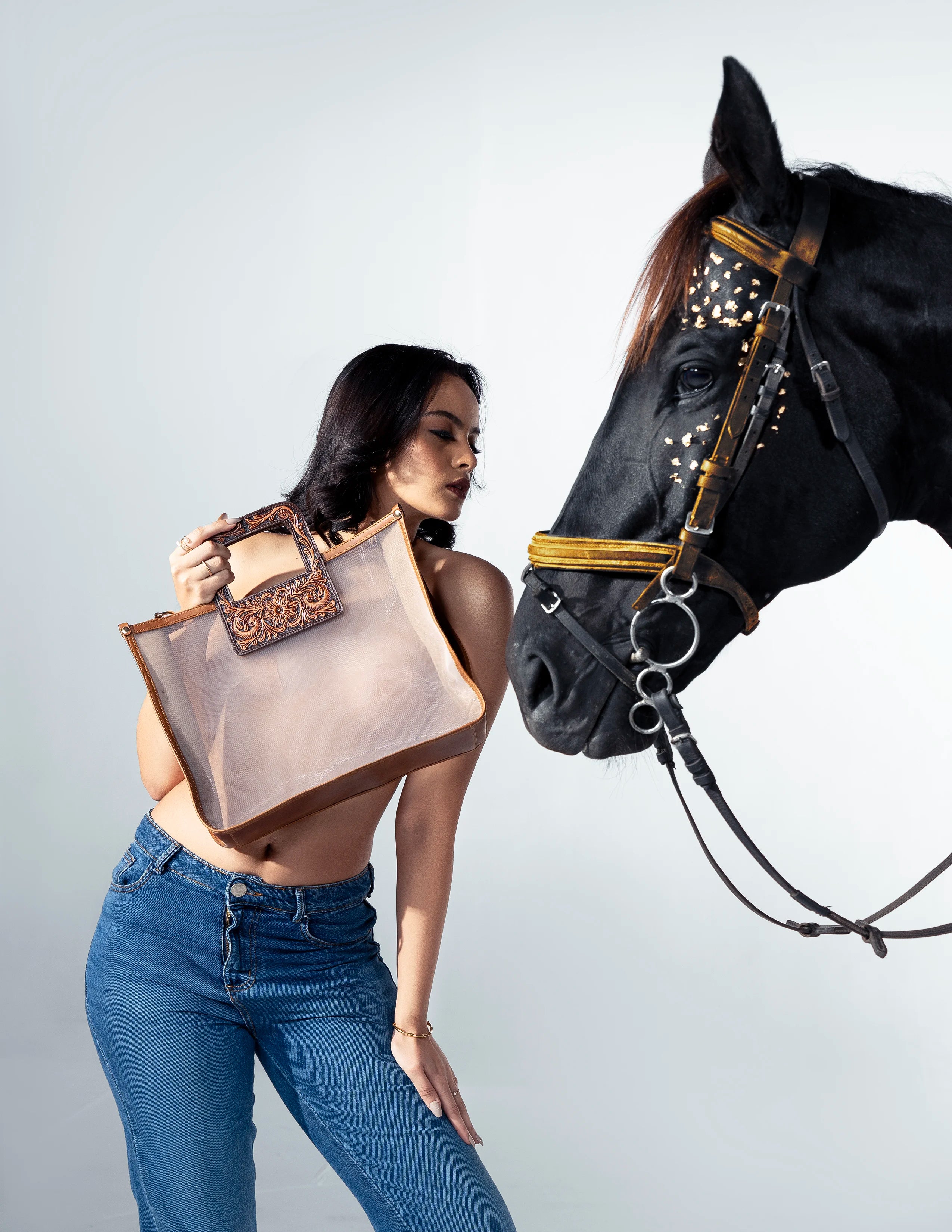 Hyna Opal Sheer Leather Handbag