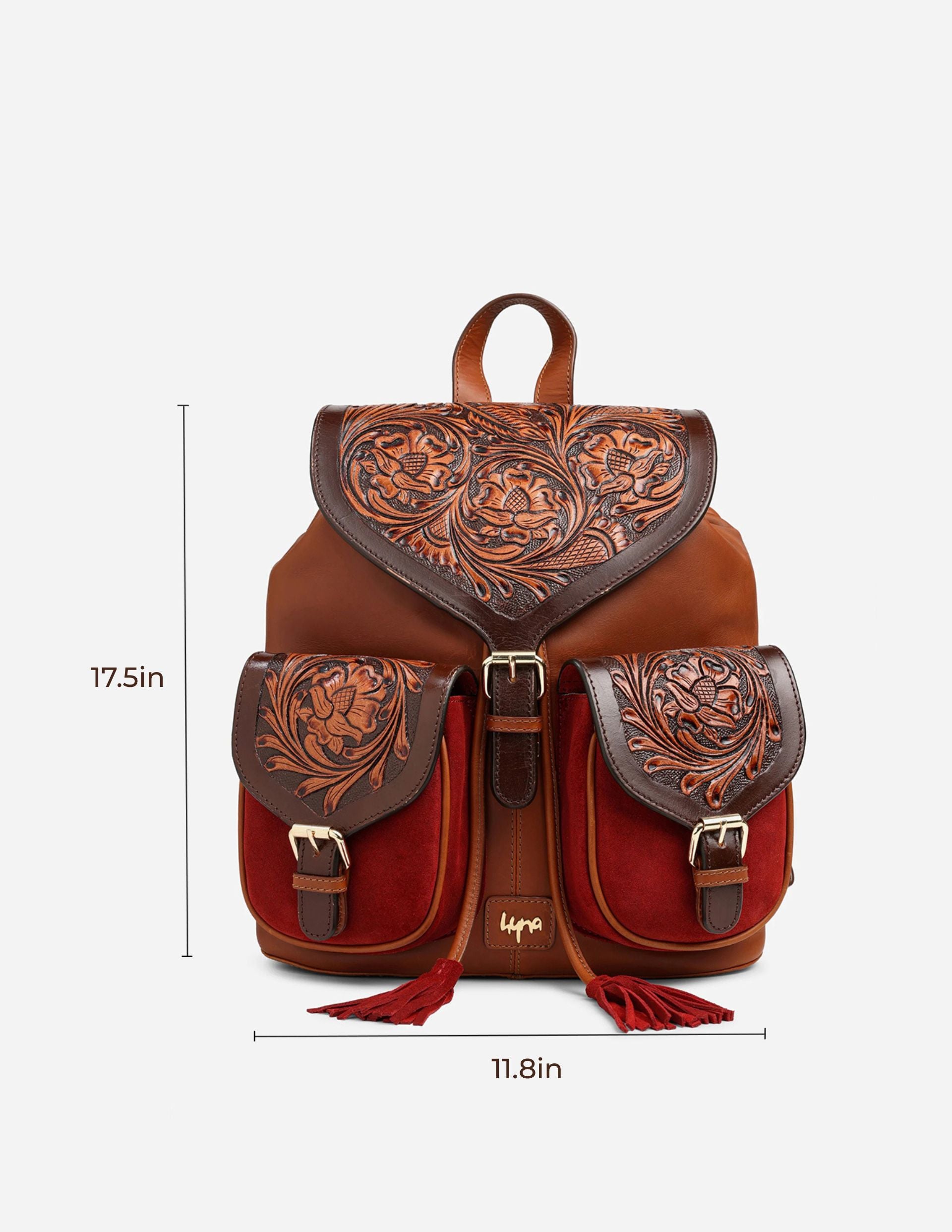 Hyna Imperial Opulence Leather Backpack (Tan)
