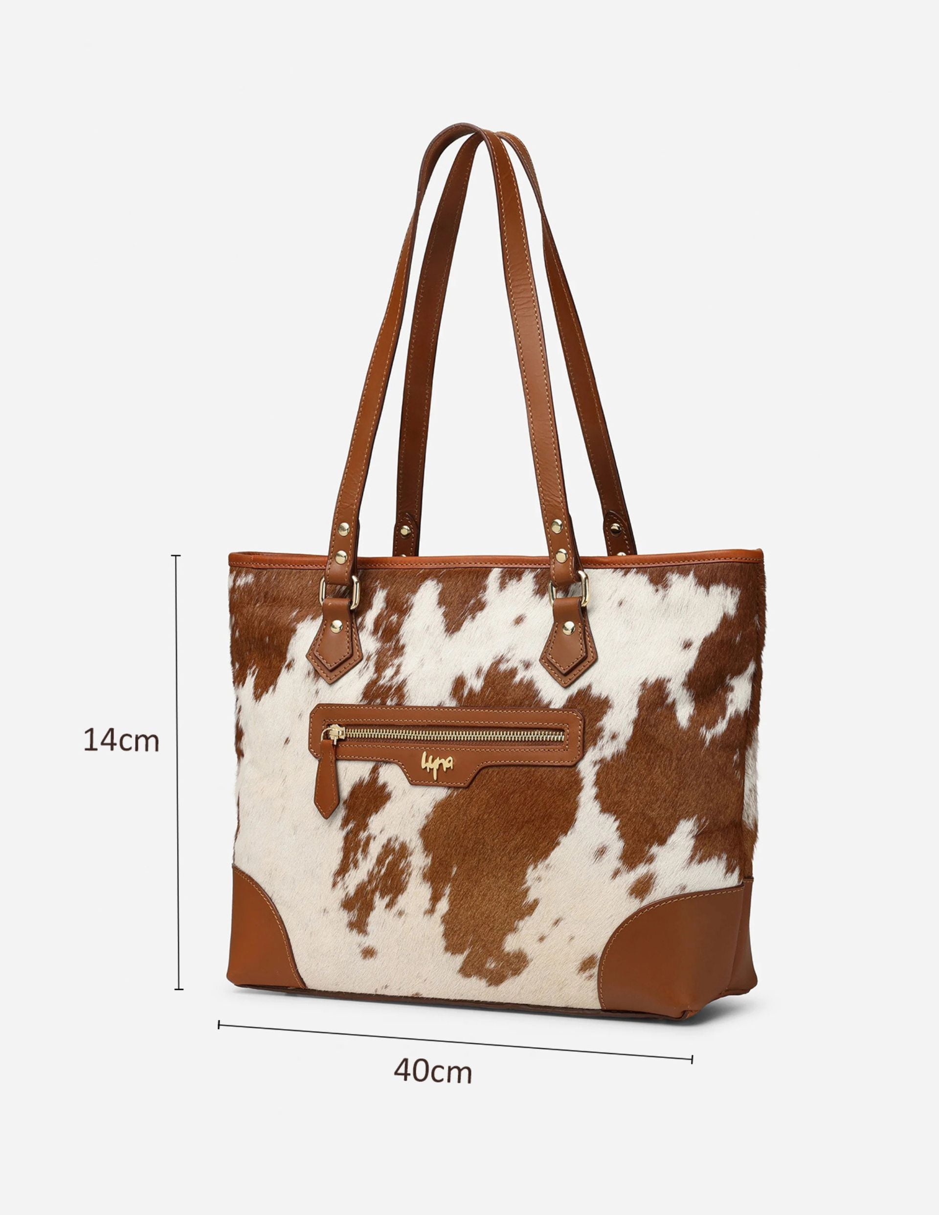 Hyna Oasis Illusion Leather Tote Bag (Tan)