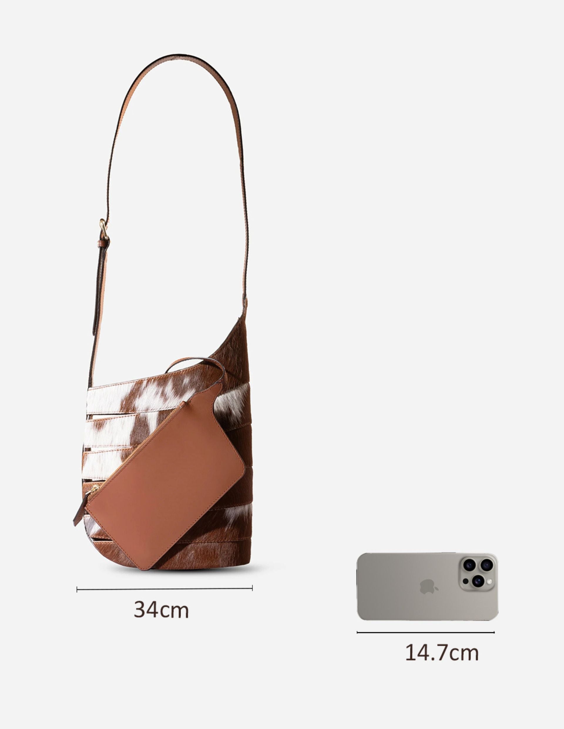 Hyna Cavalera Pail Bucket Bag (Tan & White)