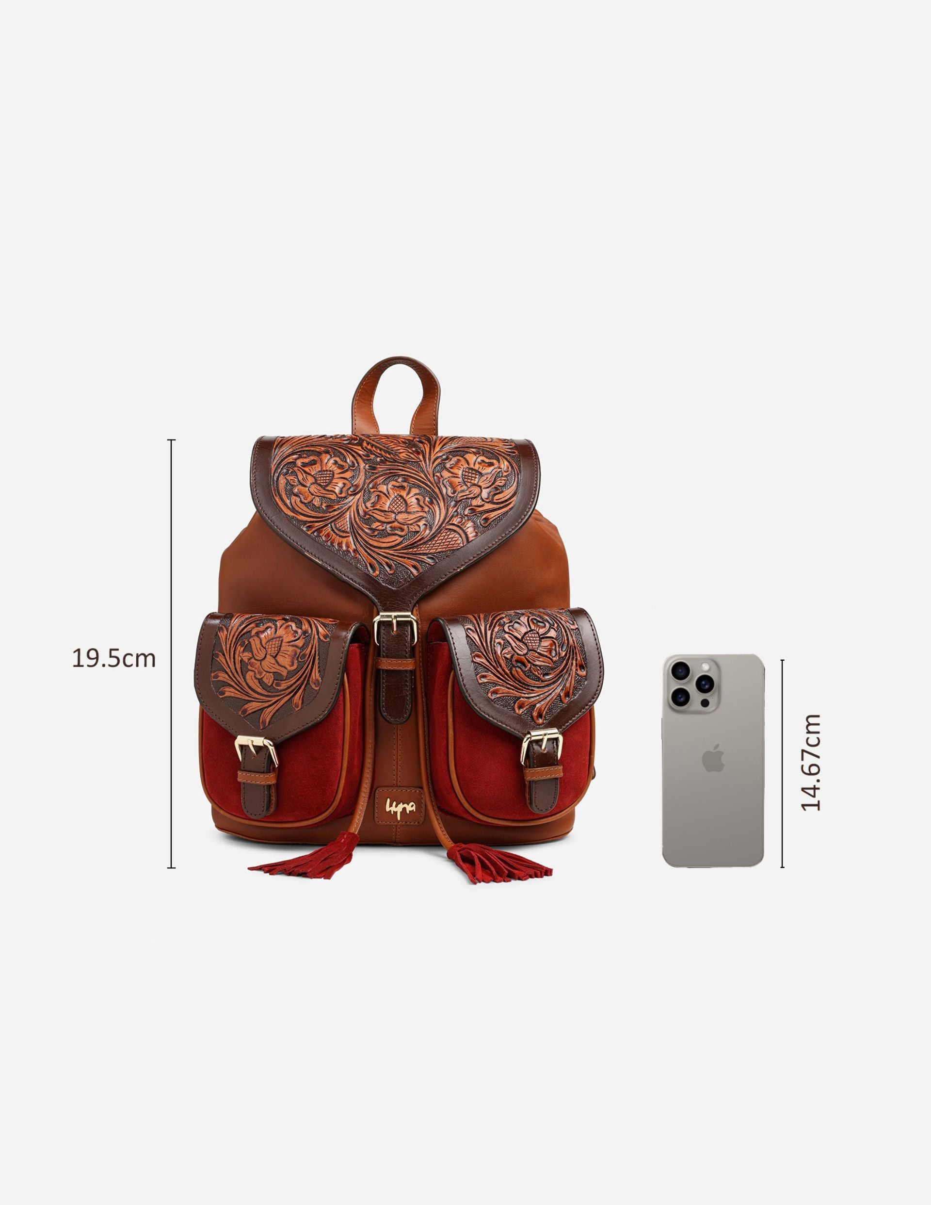 Luxury Hyna Imperial Opulence Leather Backpack (Tan)