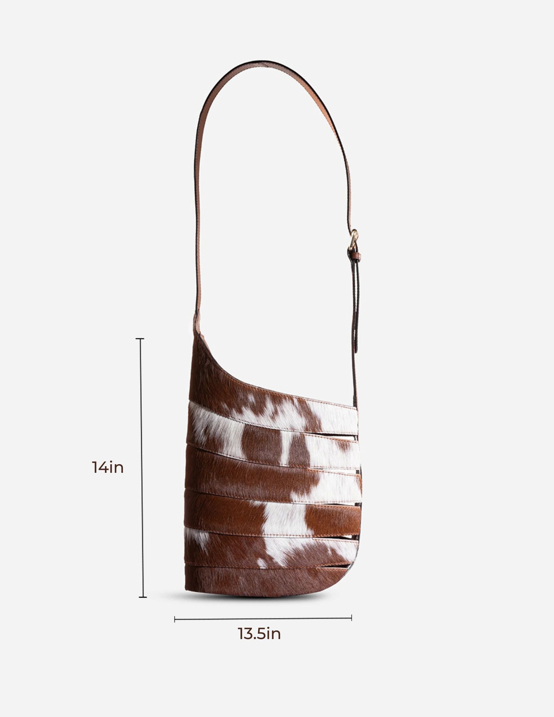 Hyna Cavalera Pail Bucket Bag (Tan & White)