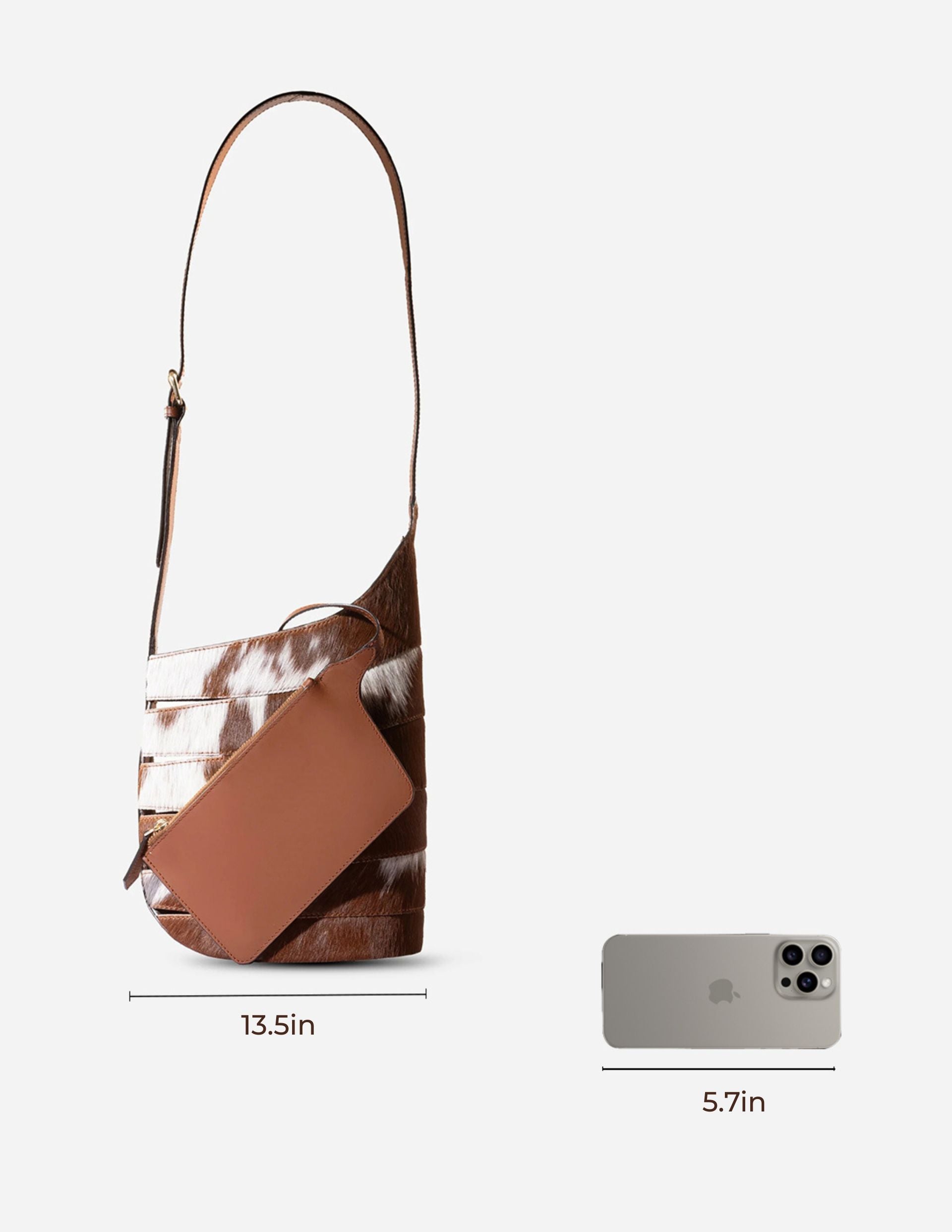 Hyna Cavalera Pail Bucket Bag (Tan & White)