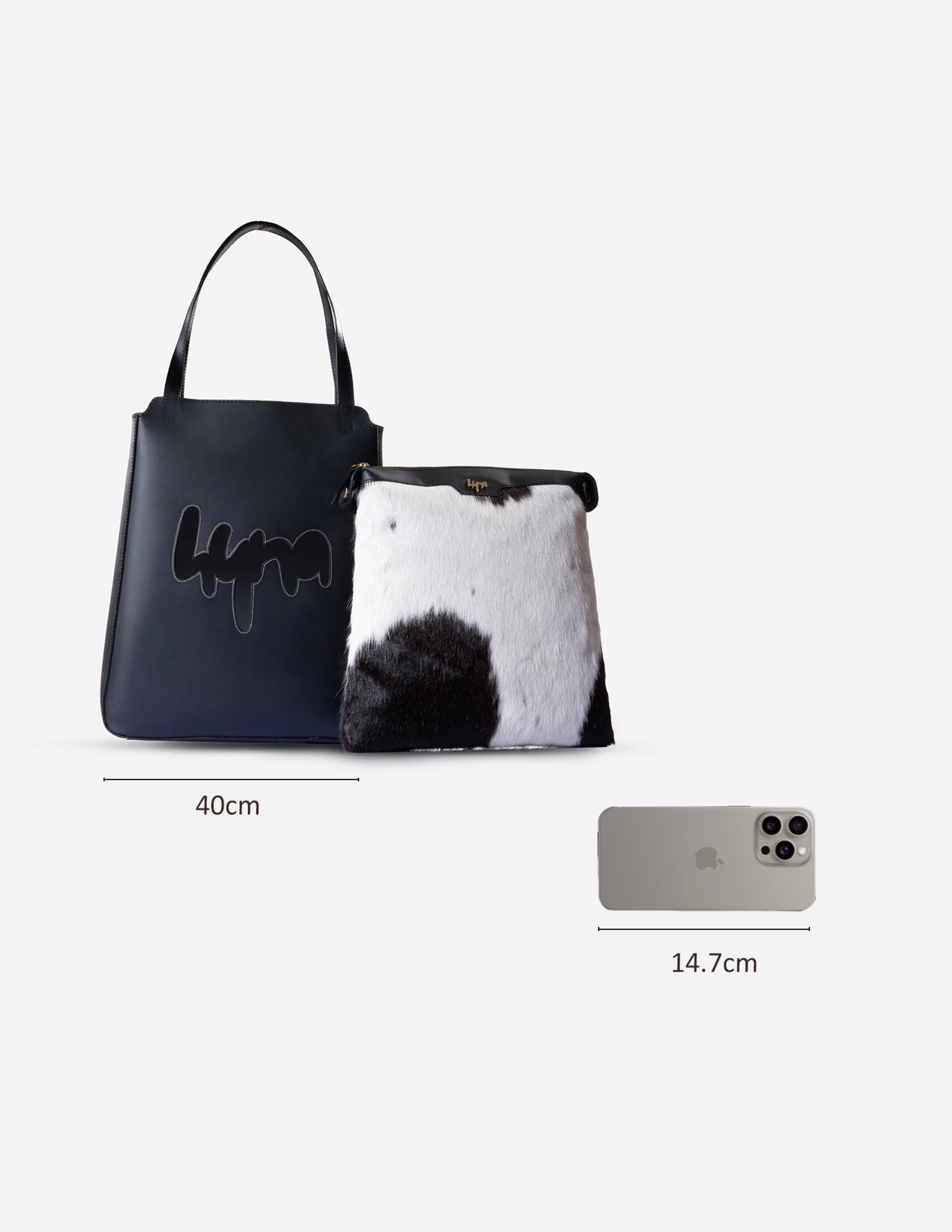 Hyna Noble Aura Leather Tote Bag (Black)