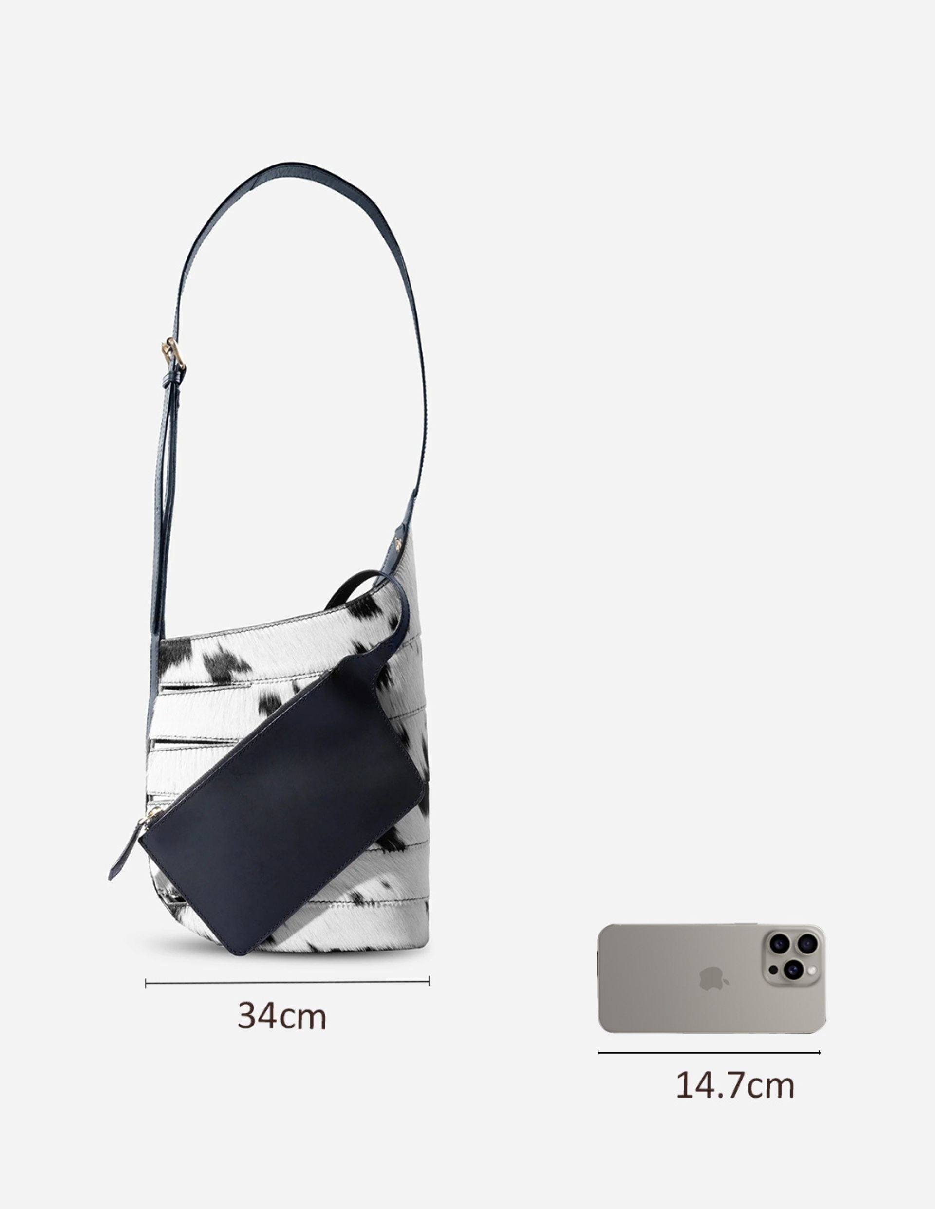 Hyna Cavalera Pail Bucket Bag (White & Black)