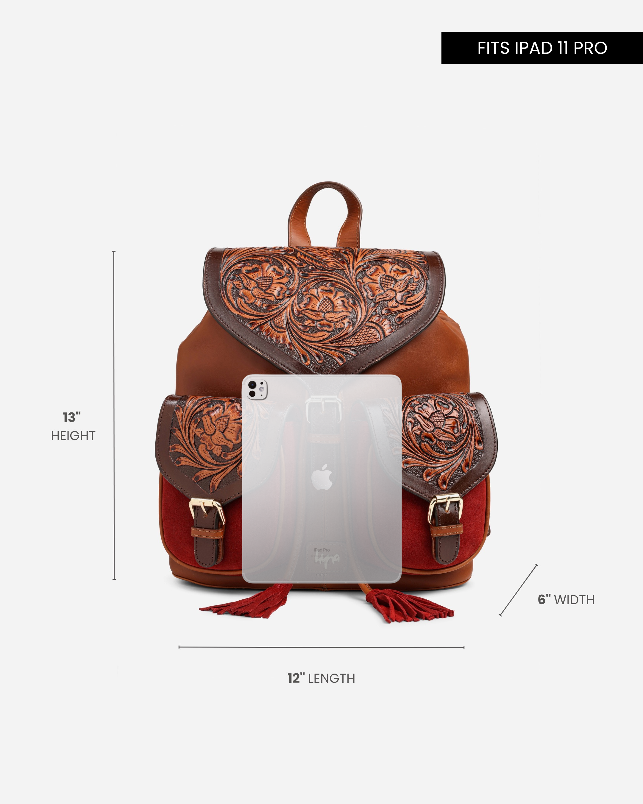 Hyna Imperial Opulence Leather Backpack (Tan)