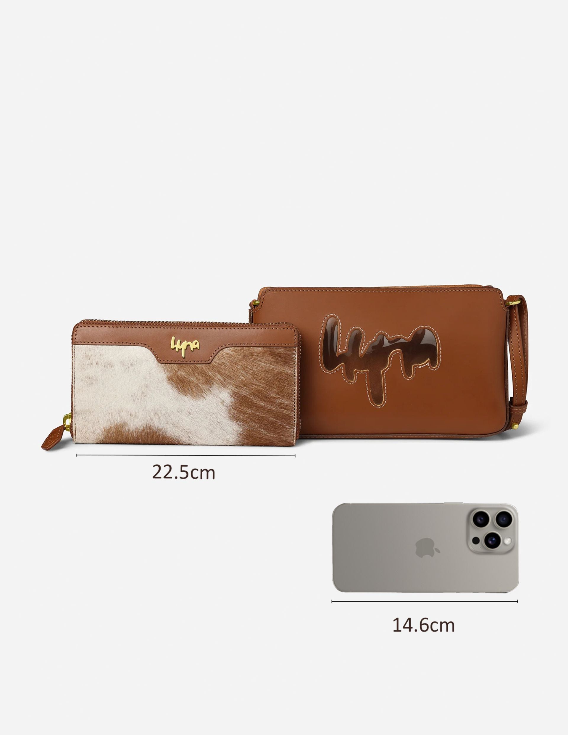 Hyna Bridle Micro Crossbody Bag (Tan & White)