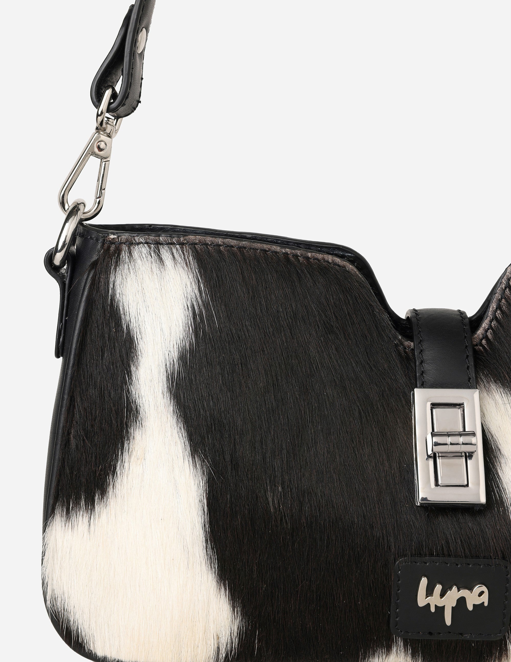 Natural Black White Cowhide Handbag for Women | Hyna Solace