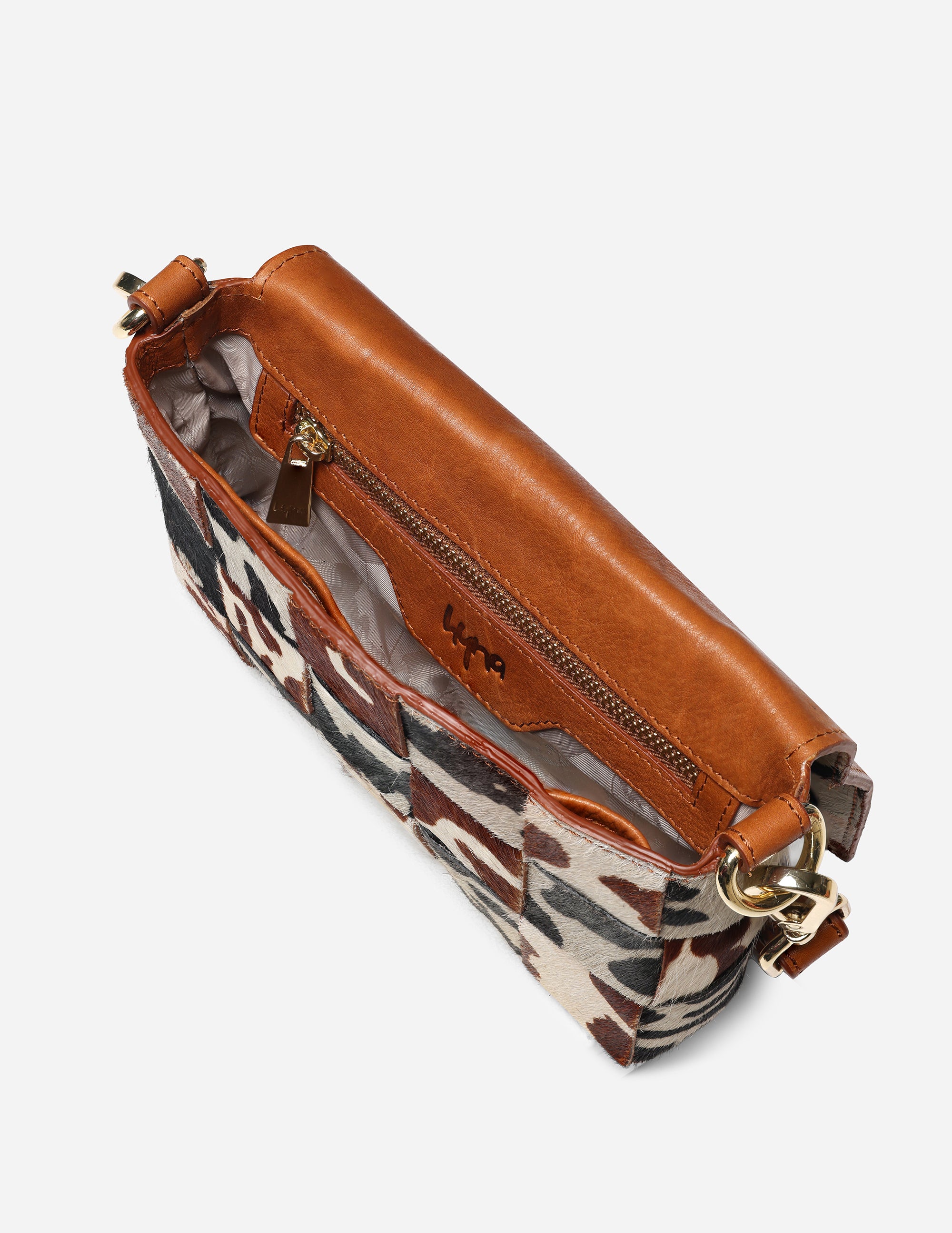 Hyna Tartan Mini Crossbody Bag (Tan & Black)