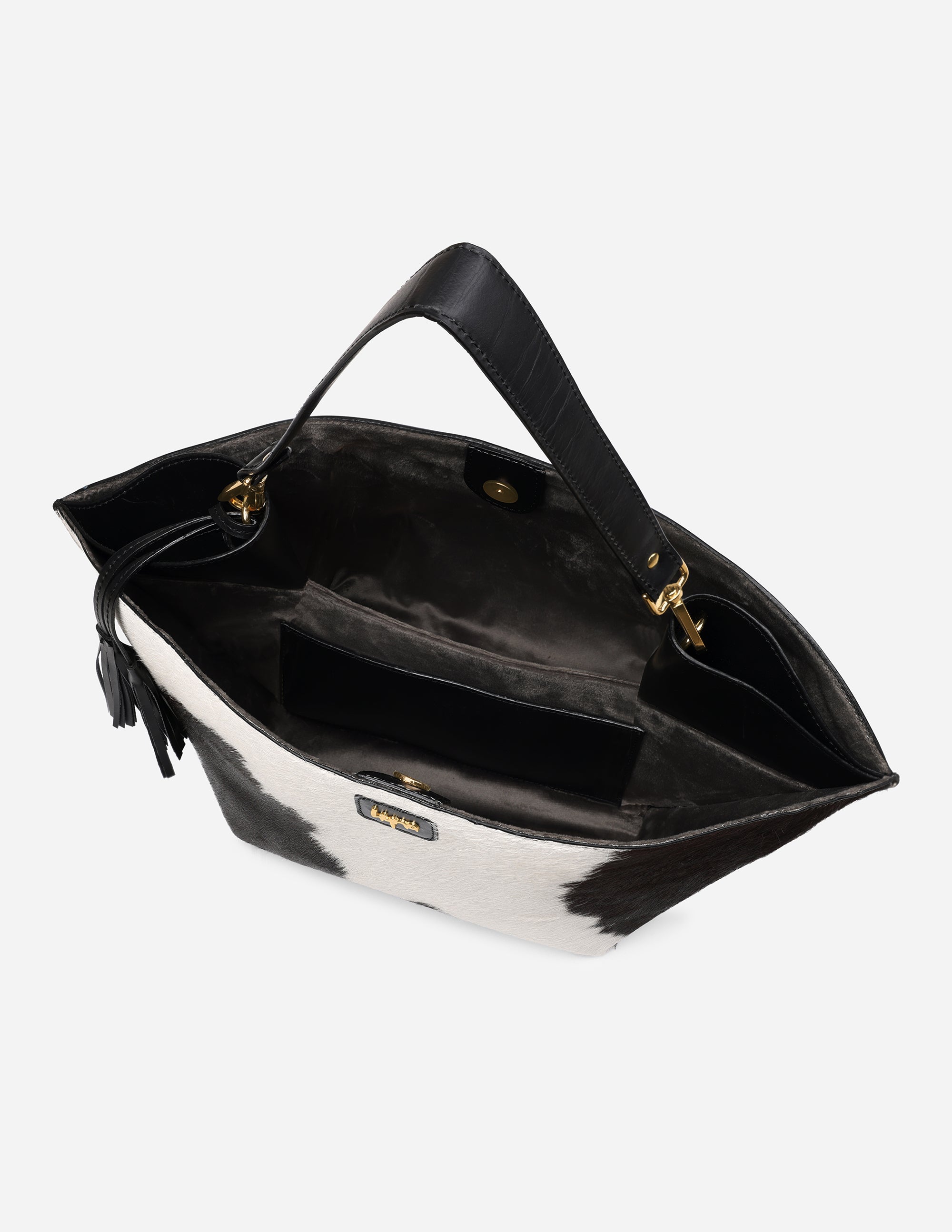 Hyna Reckless Opal Tassel Handbag (Black & White)