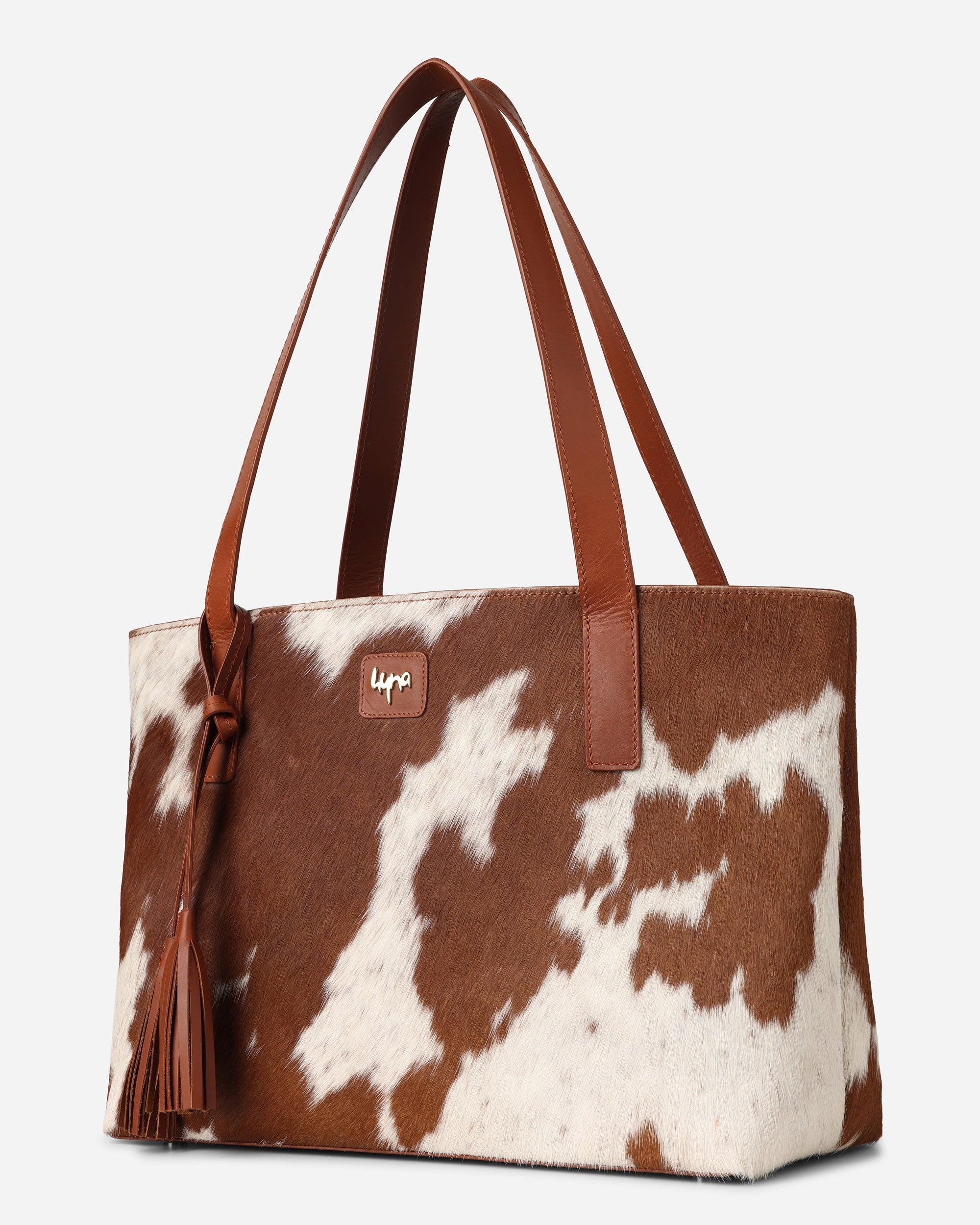 Natural Tan Cowhide Leather Tote Bag for Women | Hyna Classic Tote
