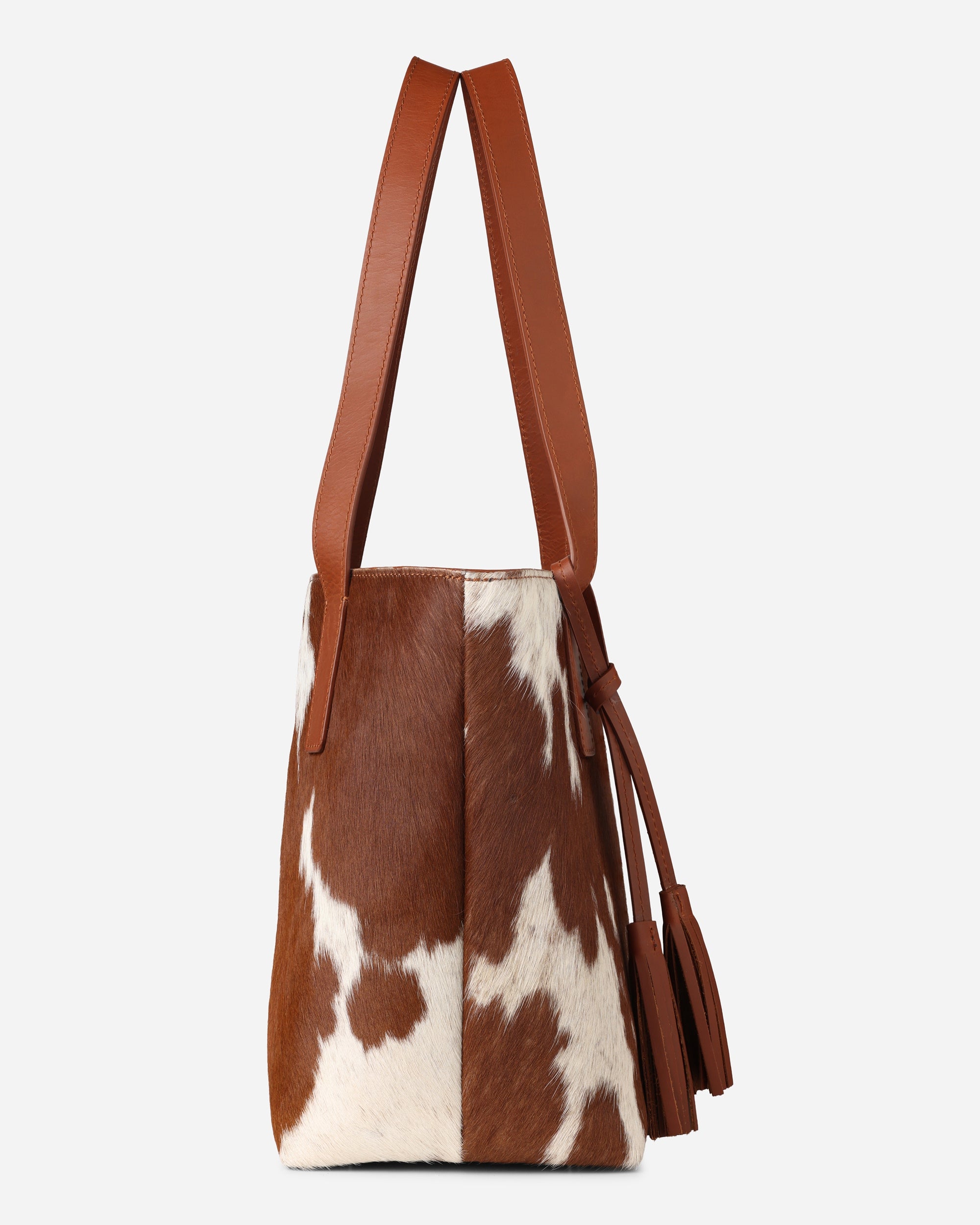 Natural Tan Cowhide Leather Tote Bag for Women | Hyna Classic Tote