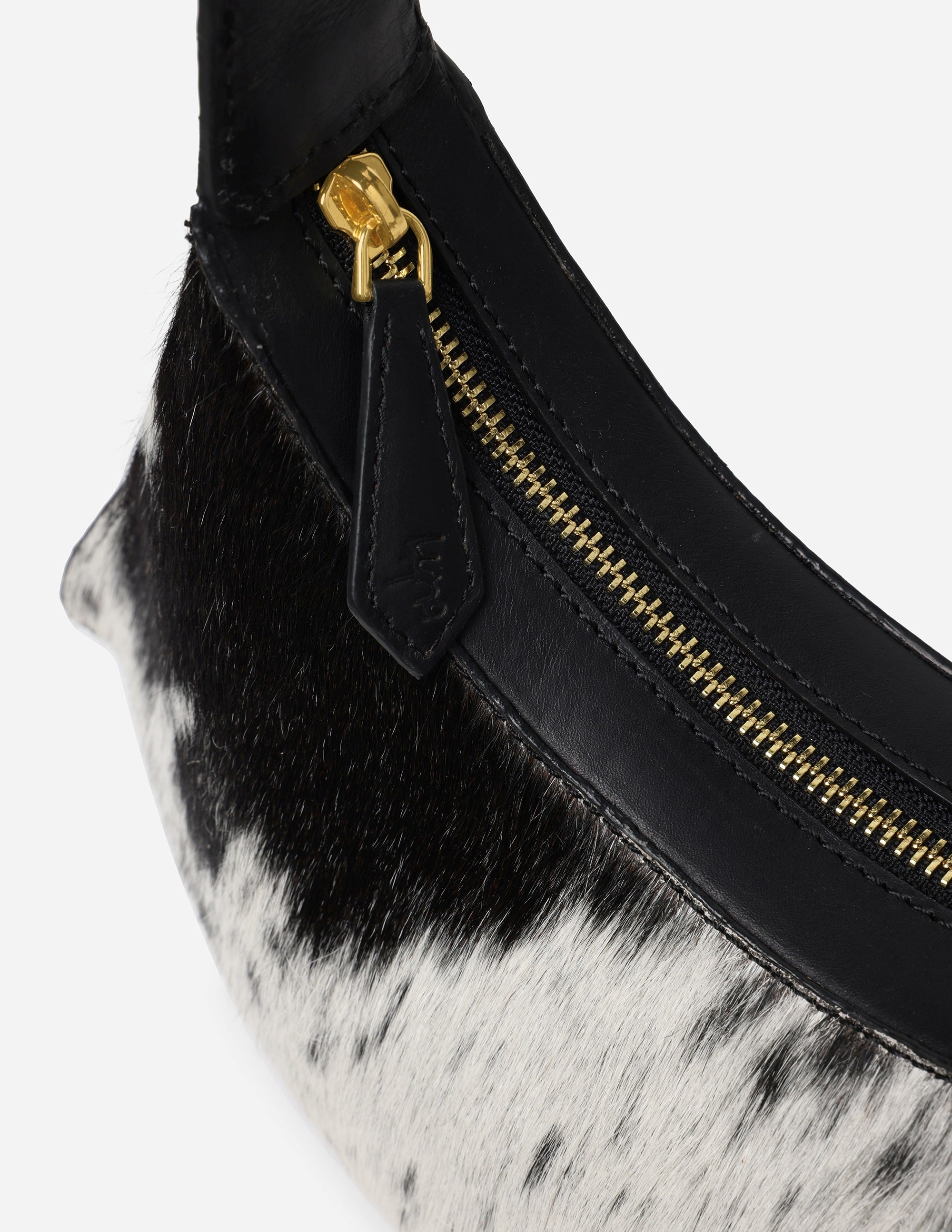 Natural Black White Cowhide Shoulder Bag for Women | Hyna Nocturne