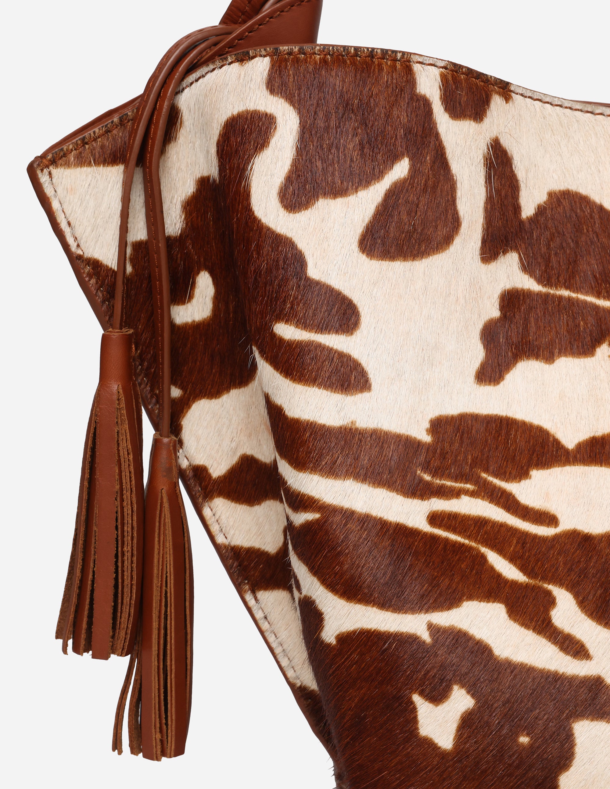 Hyna Iconic Opal Tassel Handbag (Tan & White)