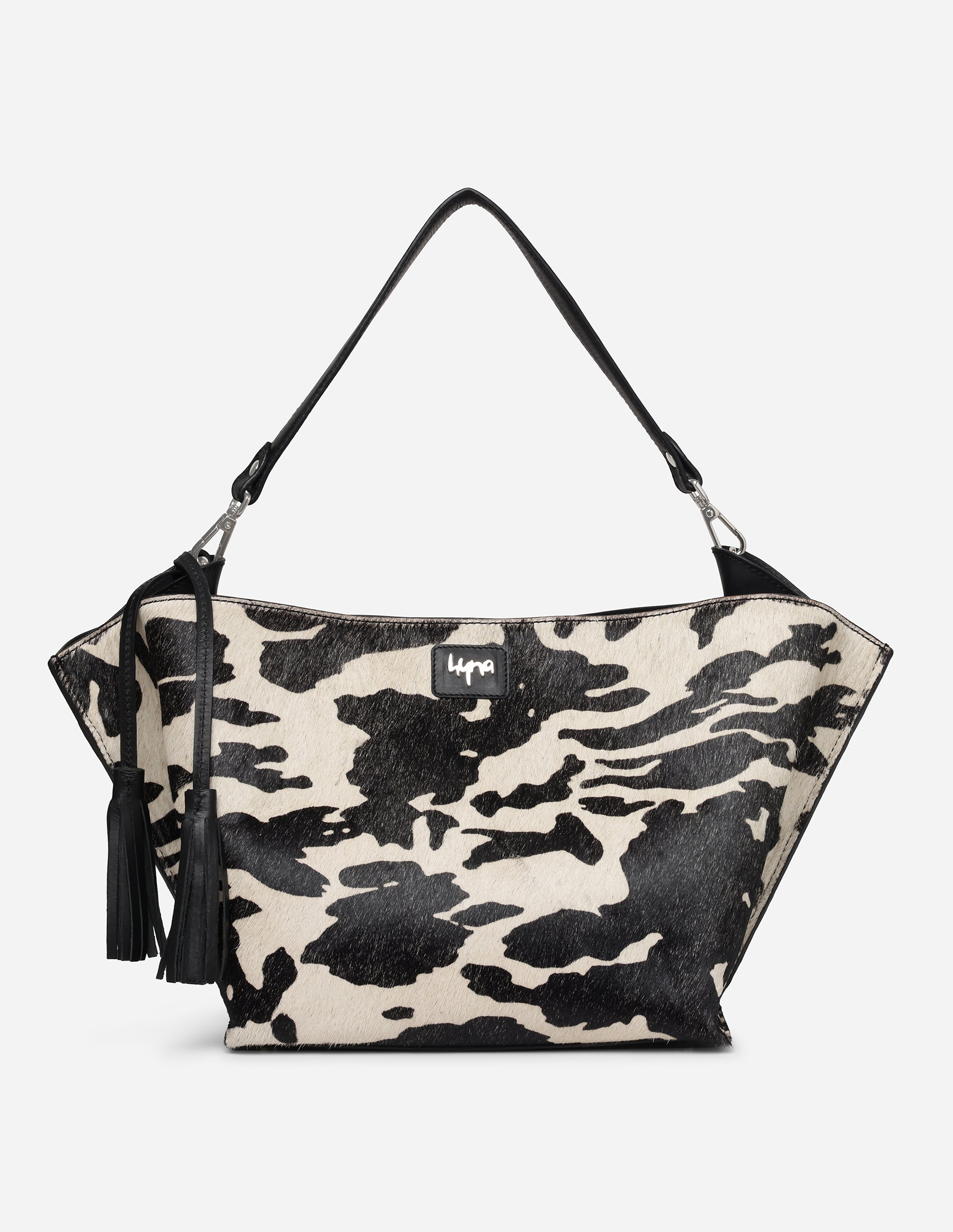 Hyna Iconic Opal Tassel Handbag (B&W)