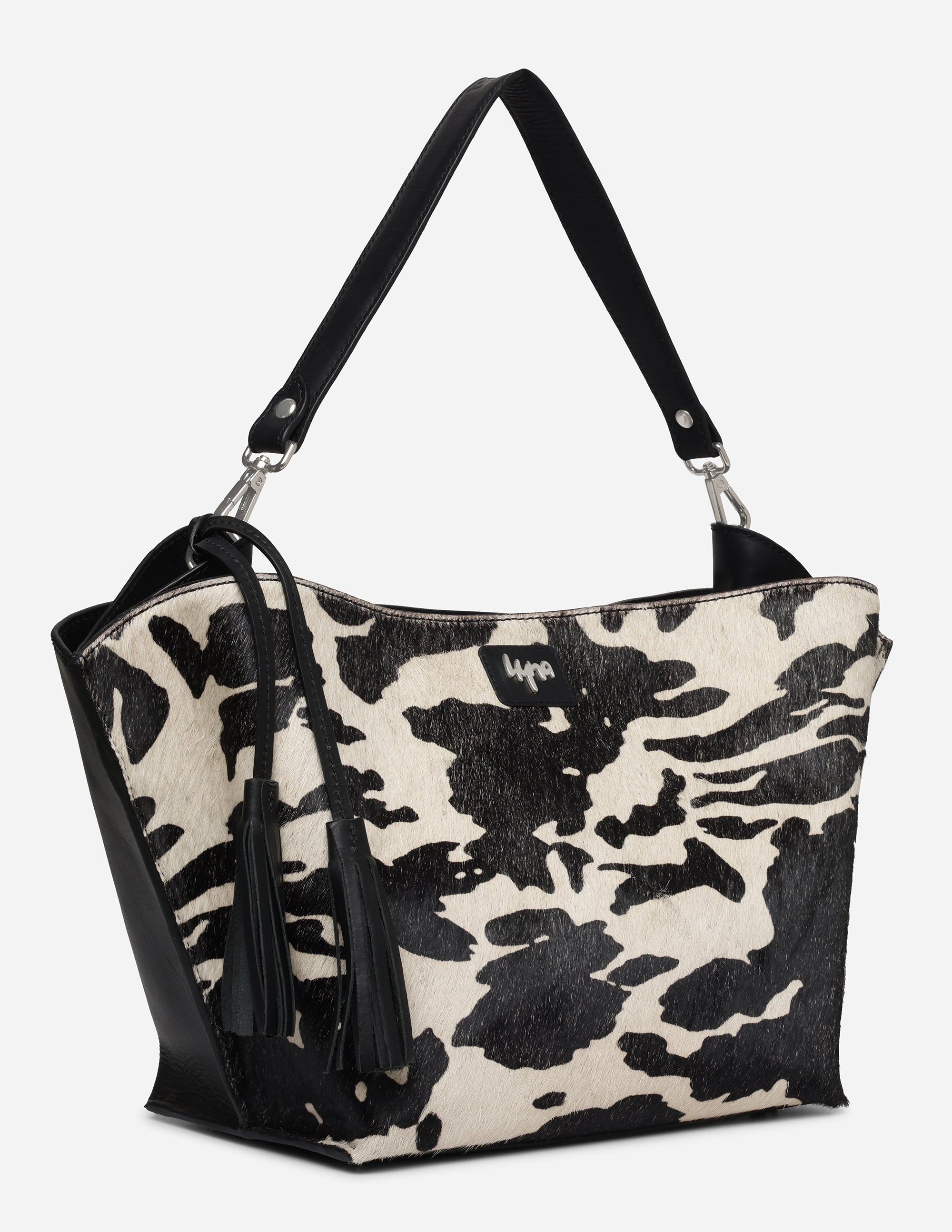 Hyna Iconic Opal Tassel Handbag (B&W)