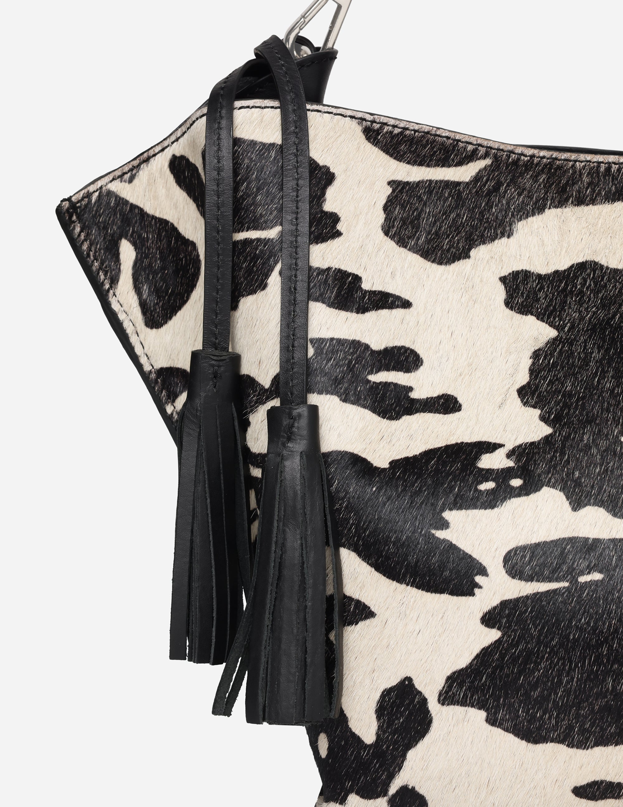 Hyna Iconic Opal Tassel Handbag (B&W)