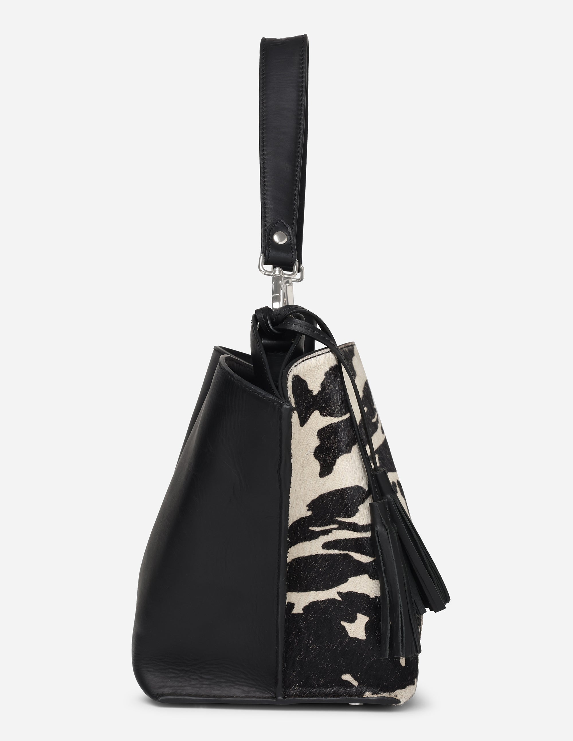 Hyna Iconic Opal Tassel Handbag (B&W)