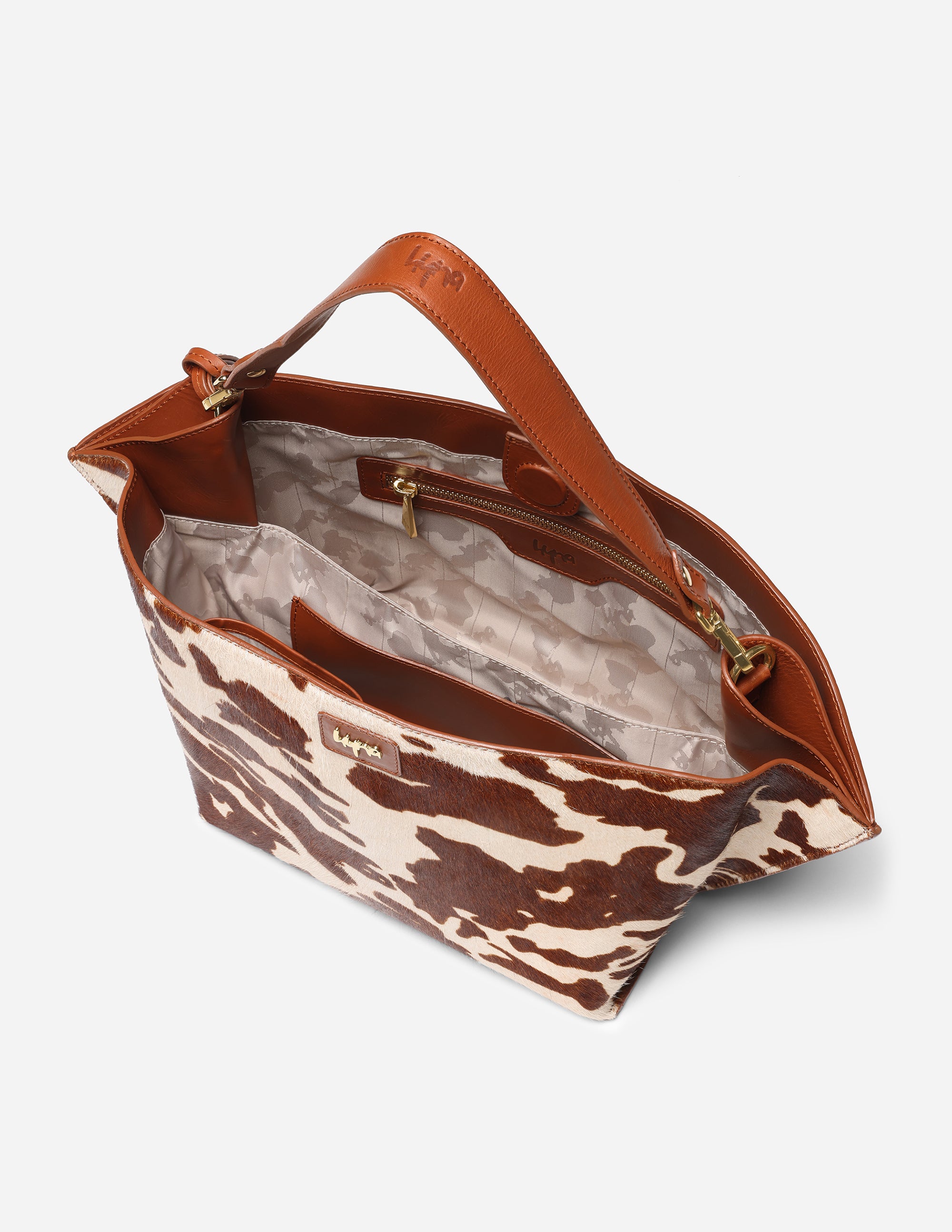 Hyna Iconic Opal Tassel Handbag (Tan & White)