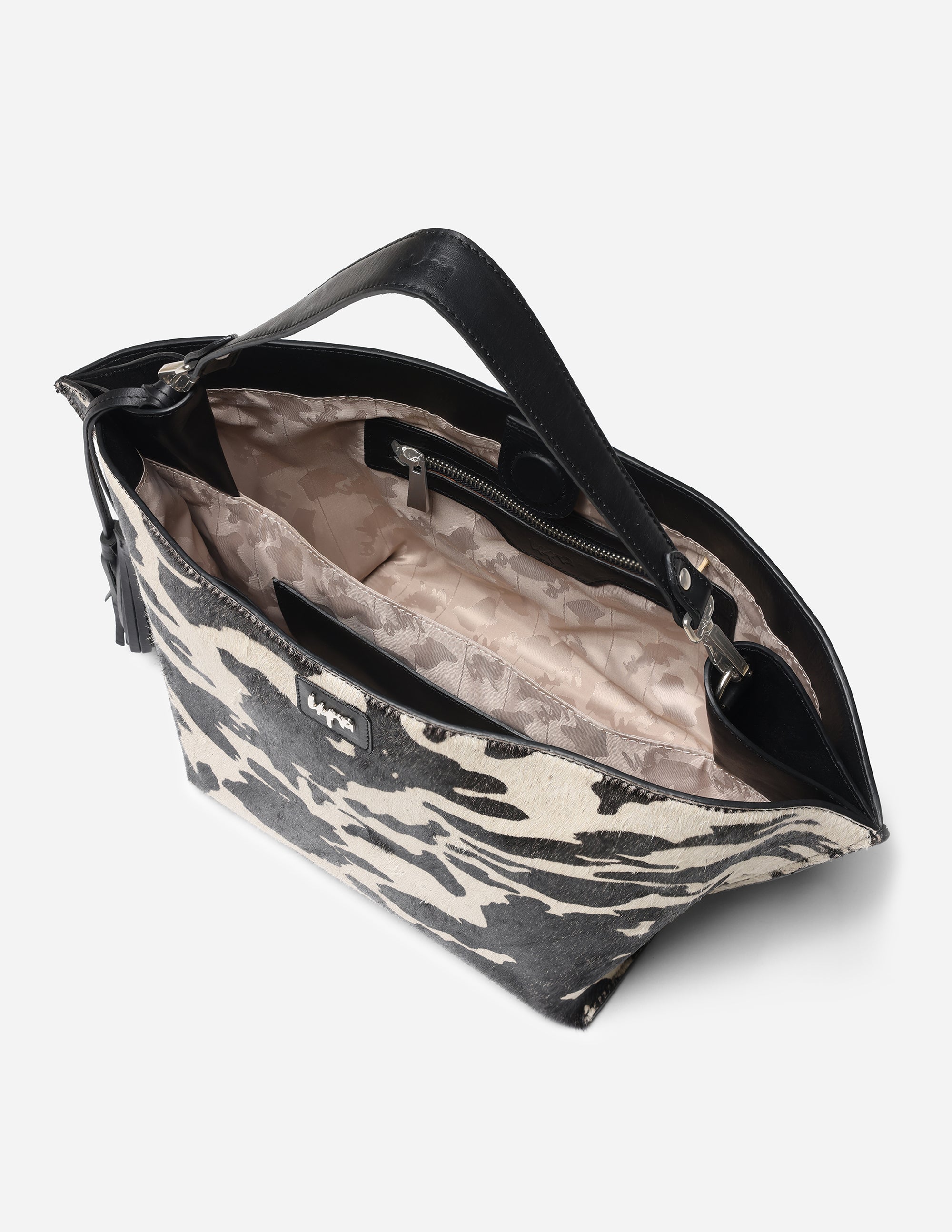 Hyna Iconic Opal Tassel Handbag (B&W)