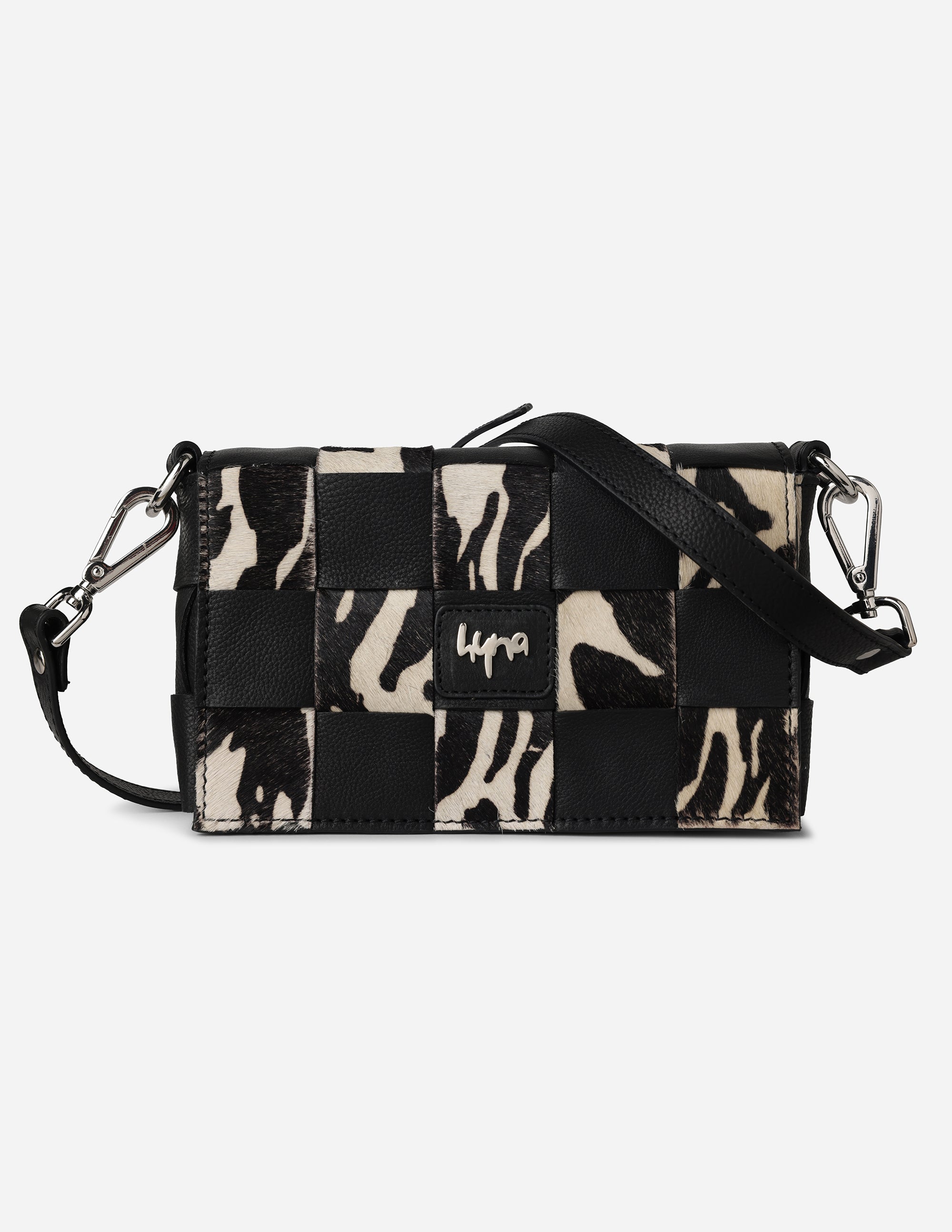 Hyna Tartan Mini Crossbody Bag (Black)