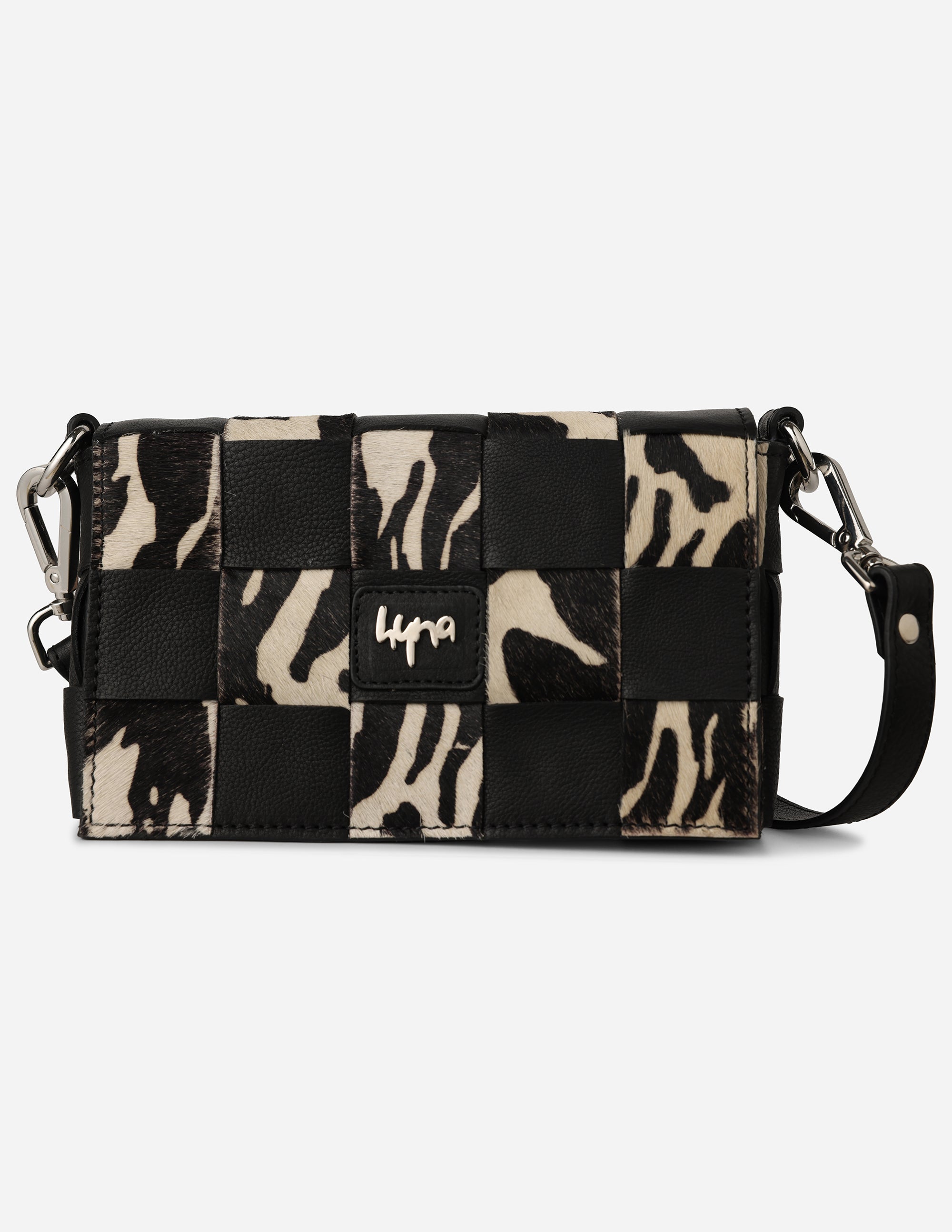 Hyna Tartan Mini Crossbody Bag (Black)