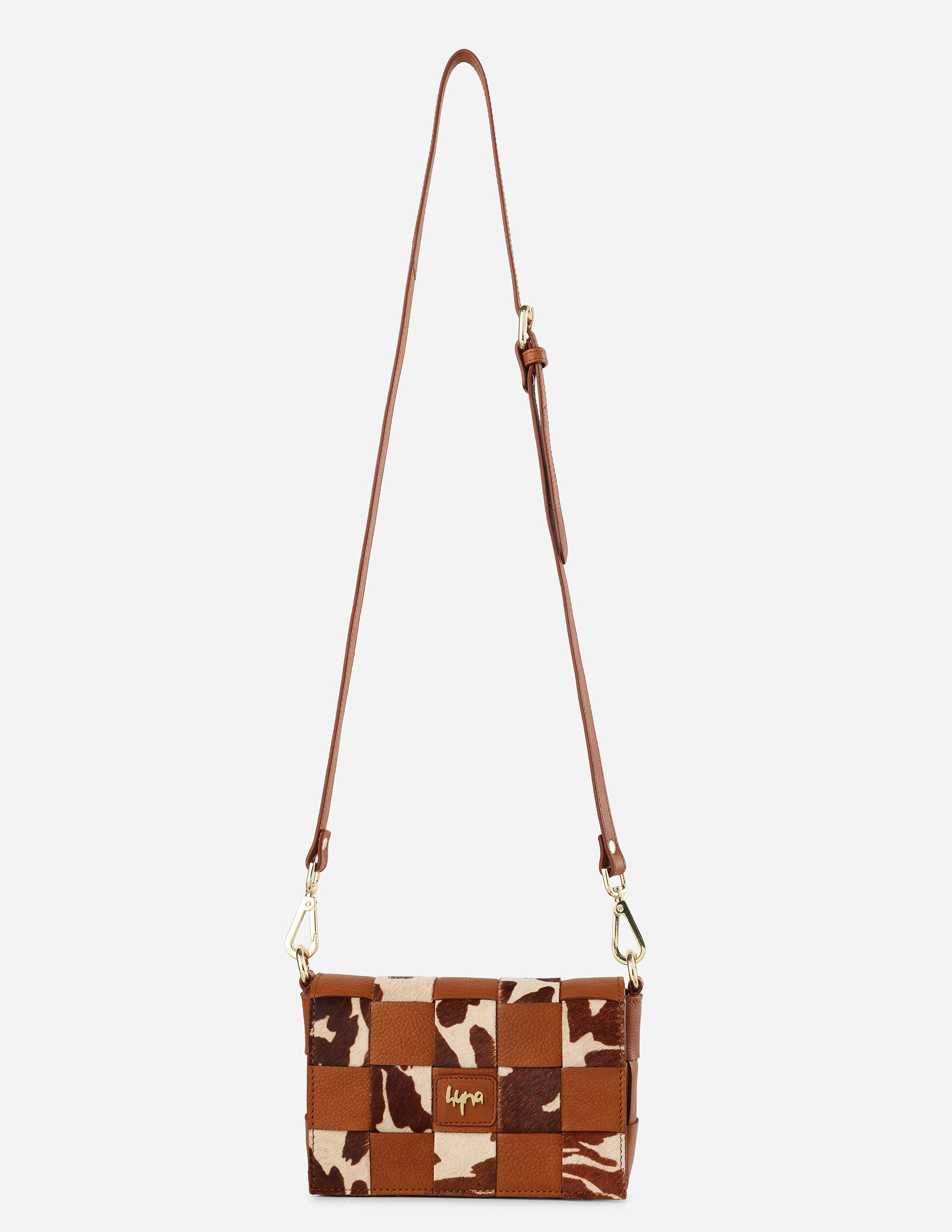 Hyna Tartan Mini Crossbody Bag (Tan)