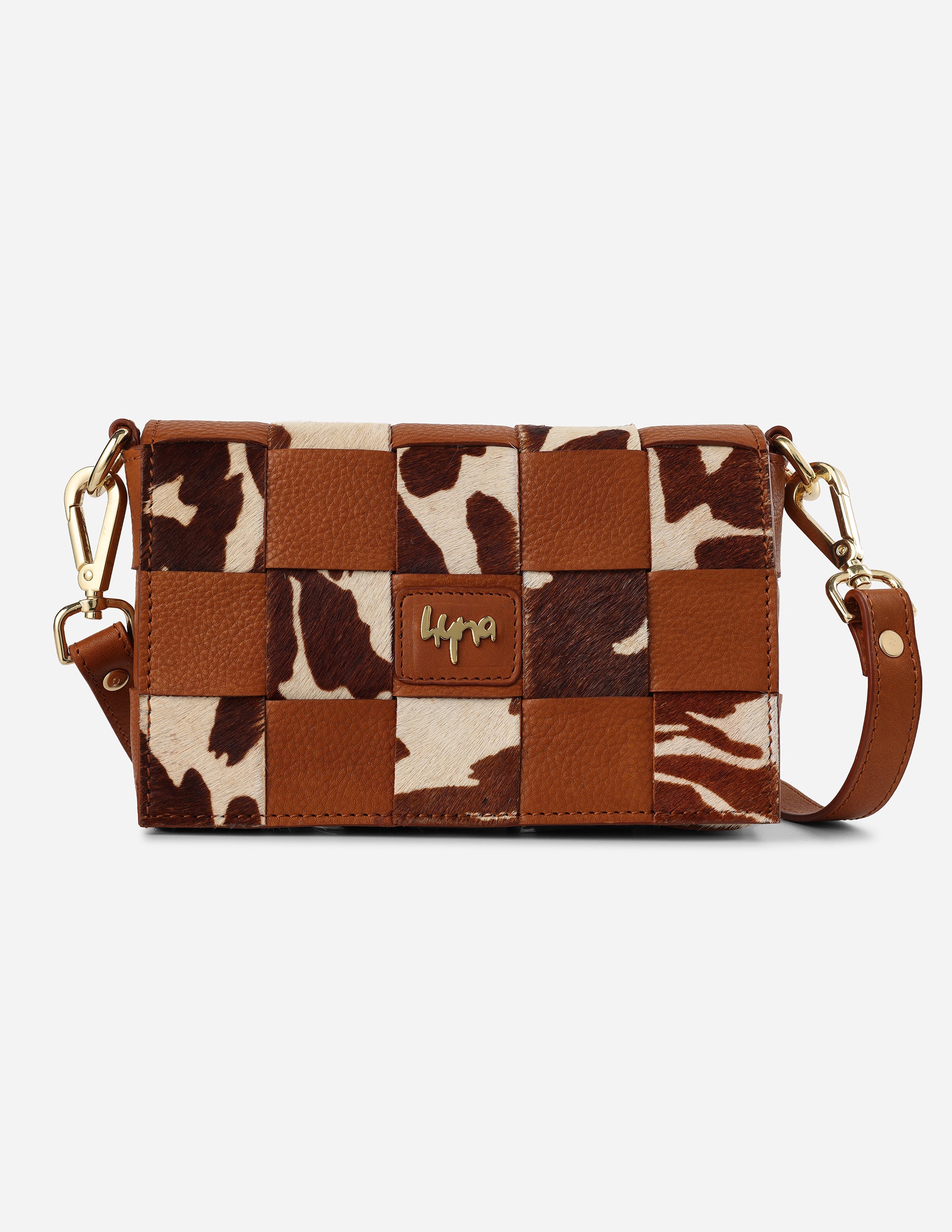 Hyna Tartan Mini Crossbody Bag (Tan)