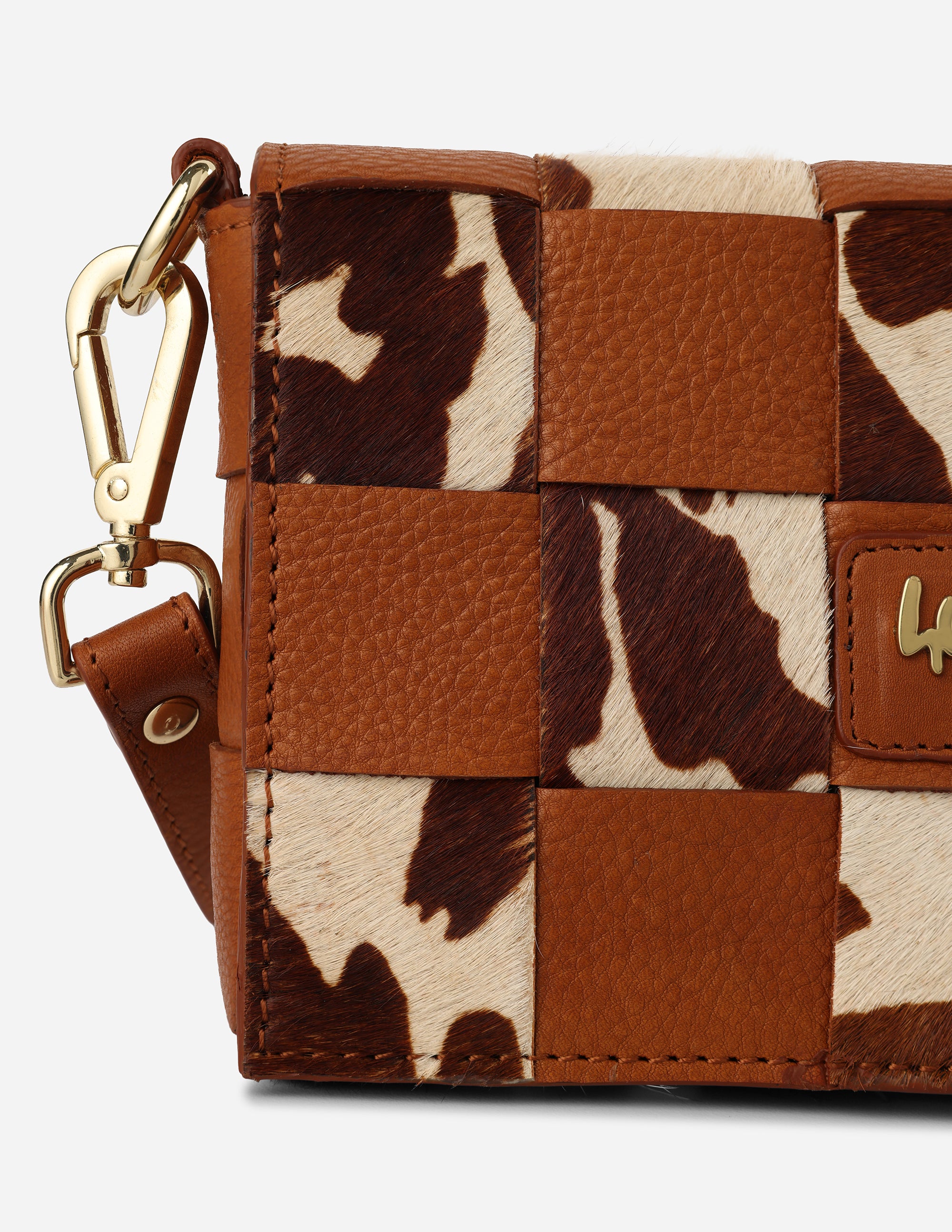 Hyna Tartan Mini Crossbody Bag (Tan)