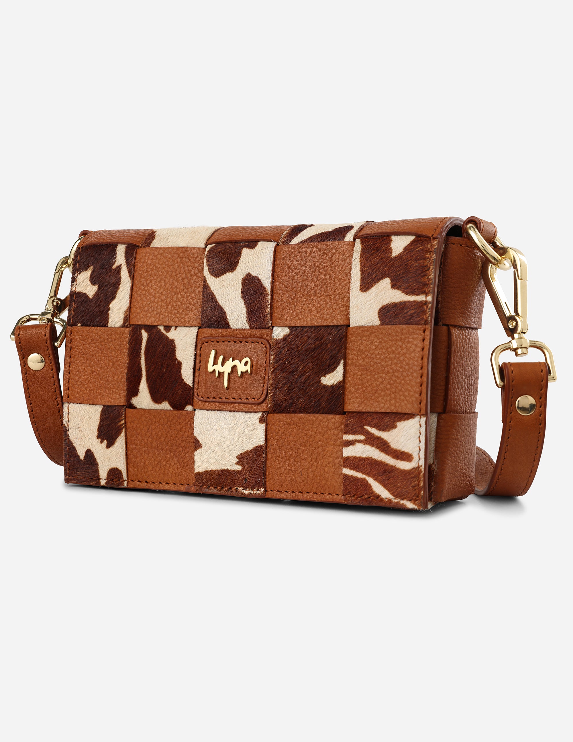 Hyna Tartan Mini Crossbody Bag (Tan)