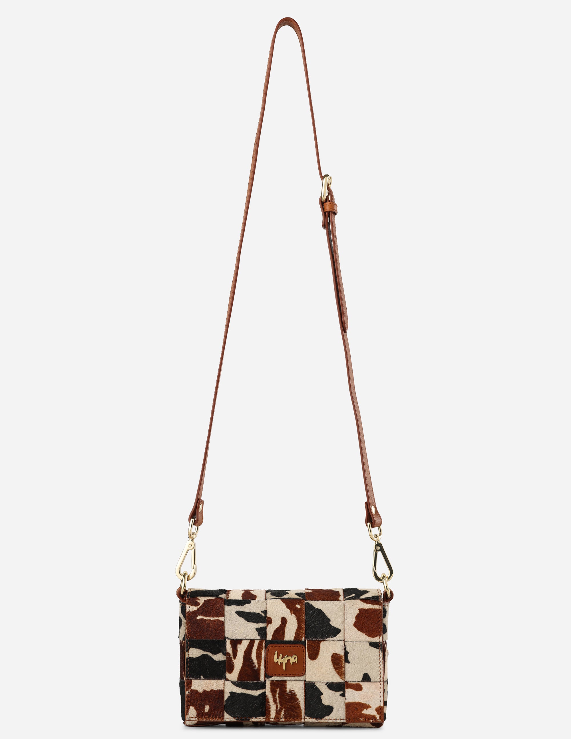 Hyna Tartan Mini Crossbody Bag (Tan & Black)