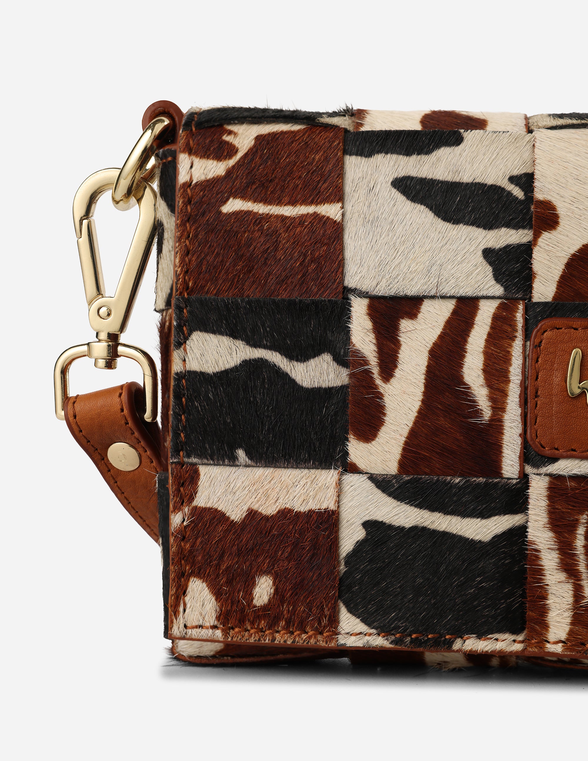 Hyna Tartan Mini Crossbody Bag (Tan & Black)