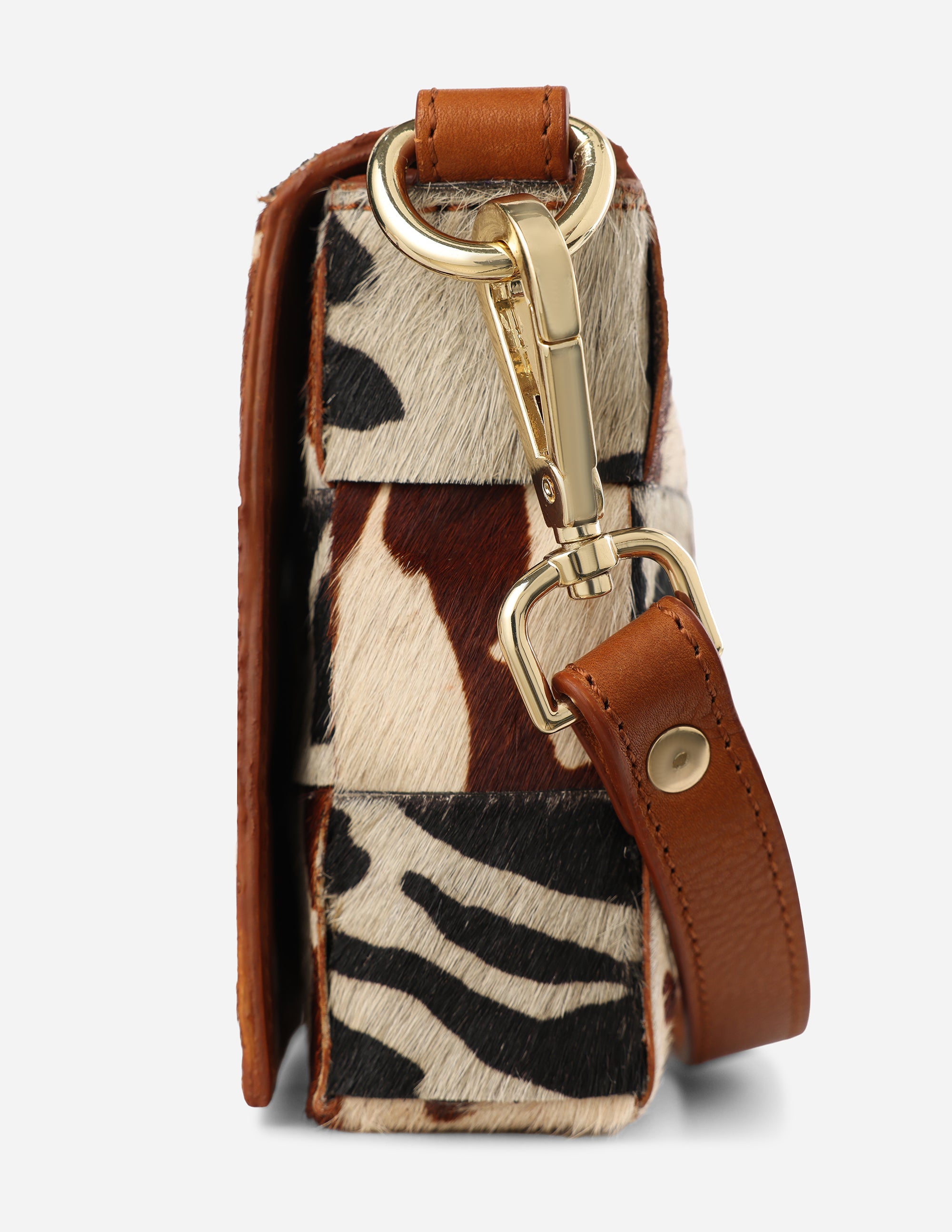 Hyna Tartan Mini Crossbody Bag (Tan & Black)