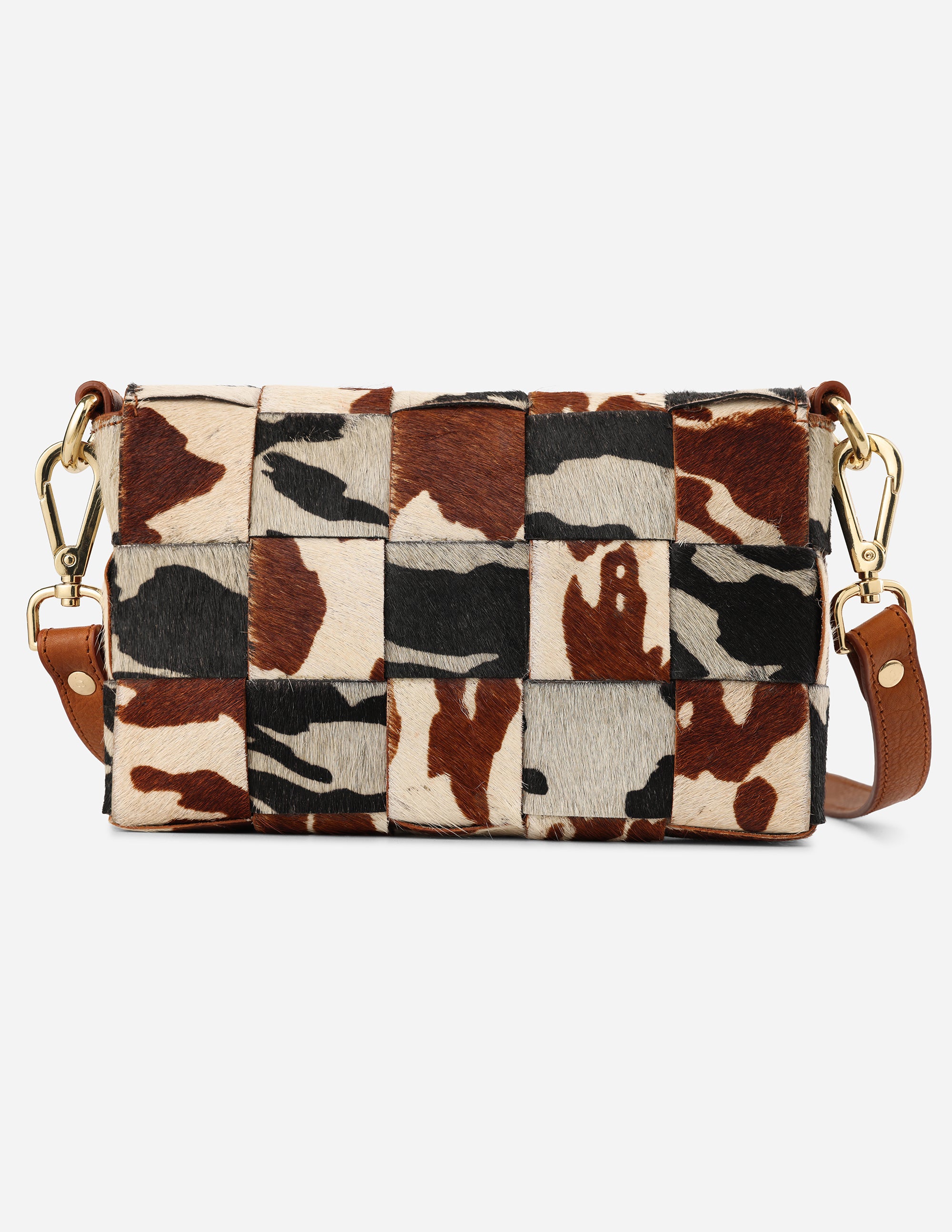 Hyna Tartan Mini Crossbody Bag (Tan & Black)