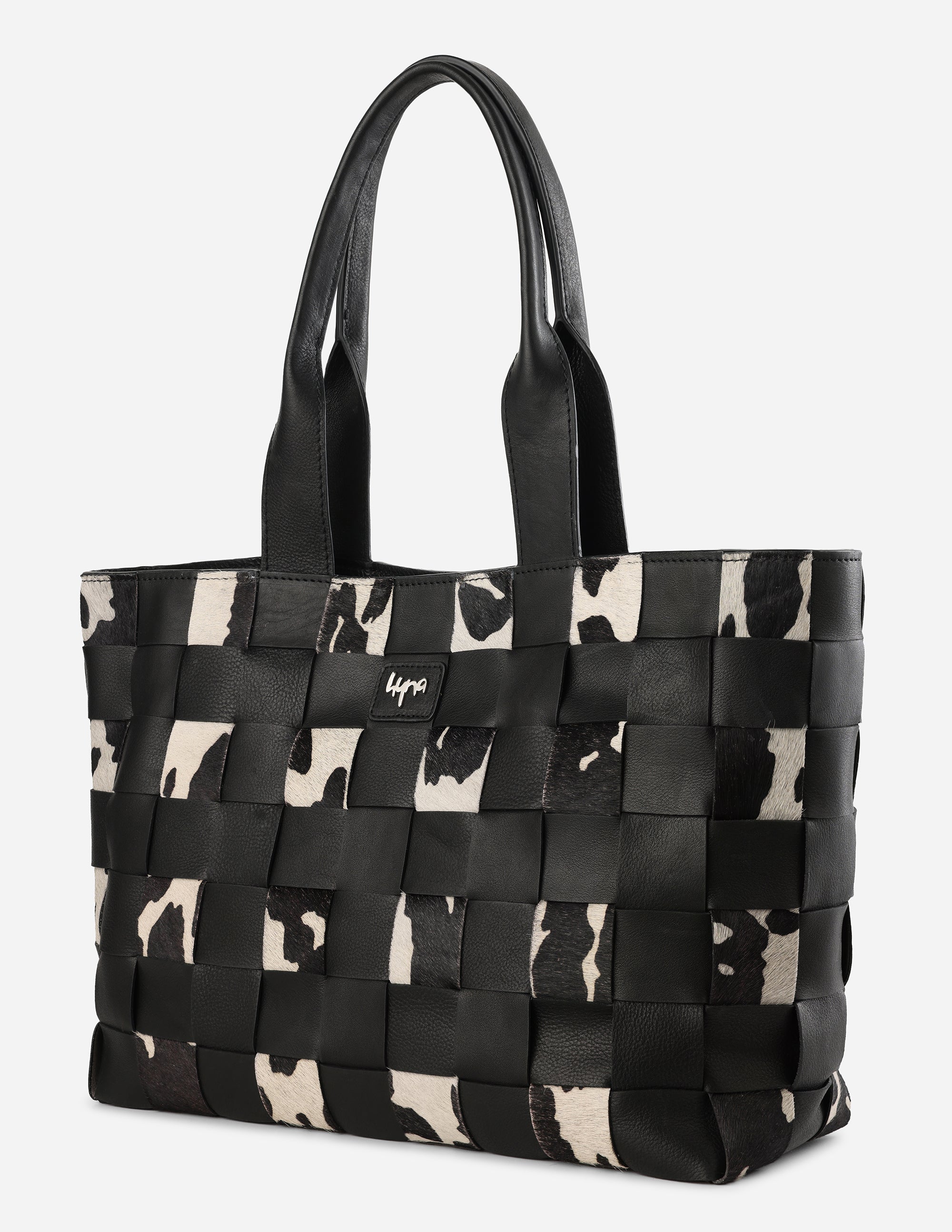 Hyna Tartan Tote Bag (Black & White)
