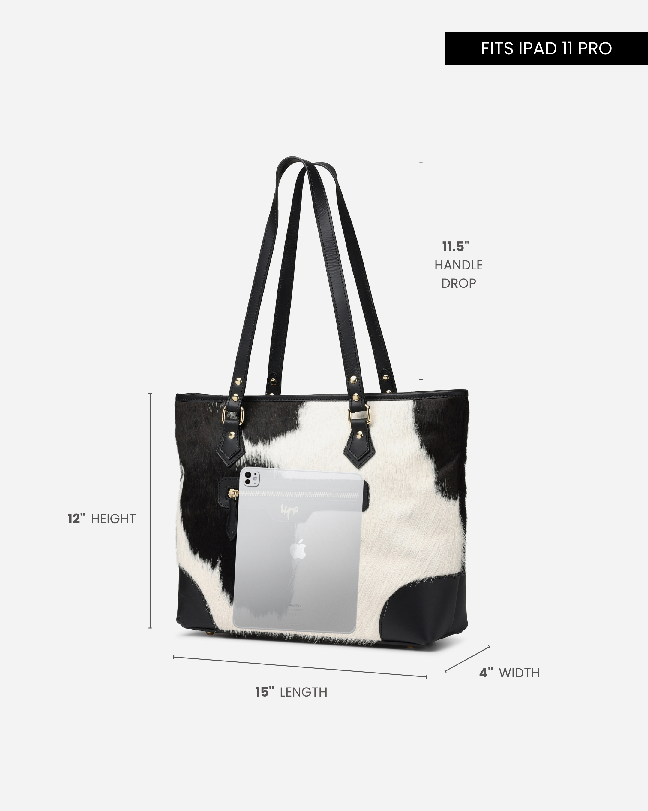 Hyna Oasis Illusion Leather Tote Bag (Black & White)