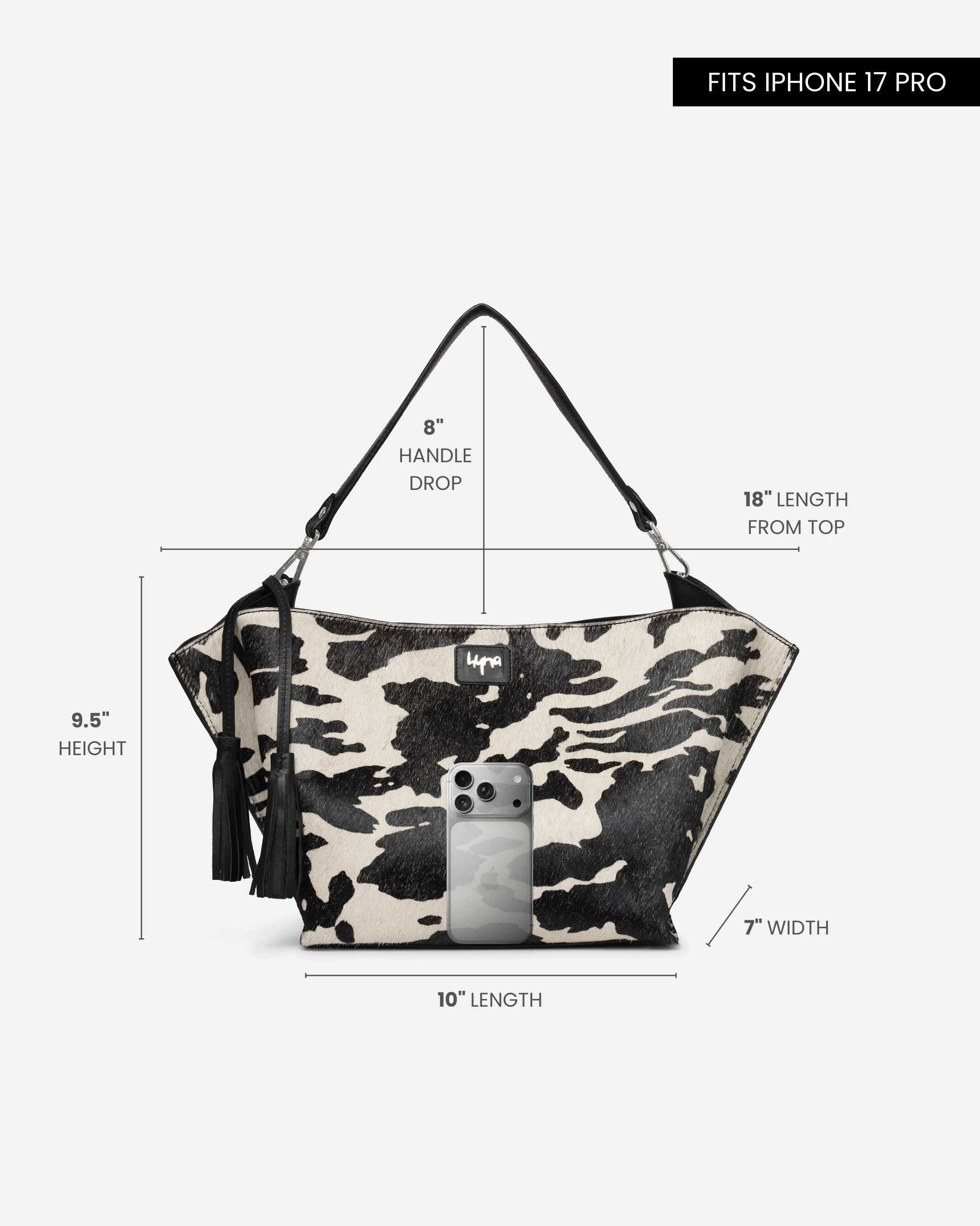 Hyna Iconic Opal Tassel Handbag (B&W)