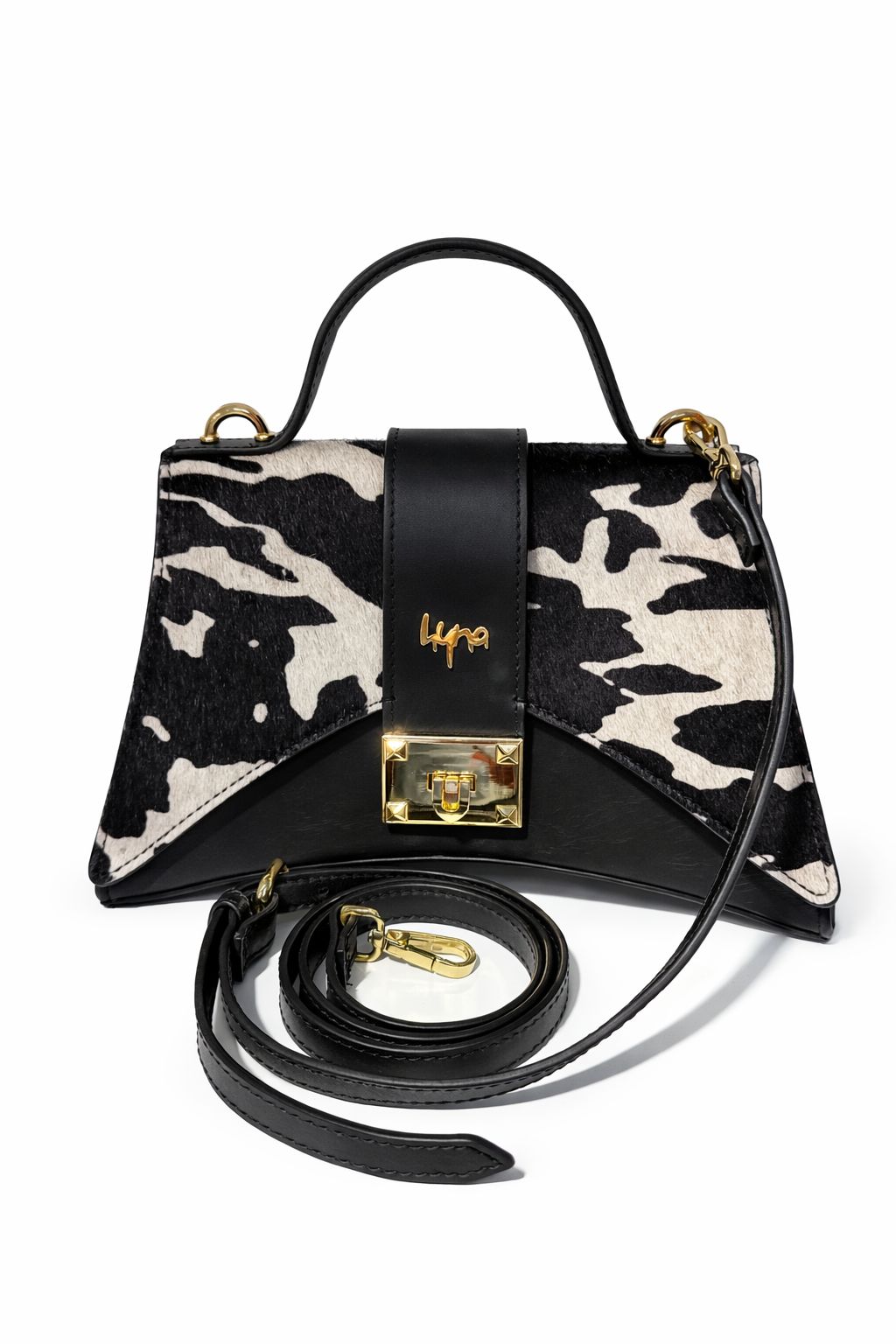 Hyna Top Handle Bag Black & White