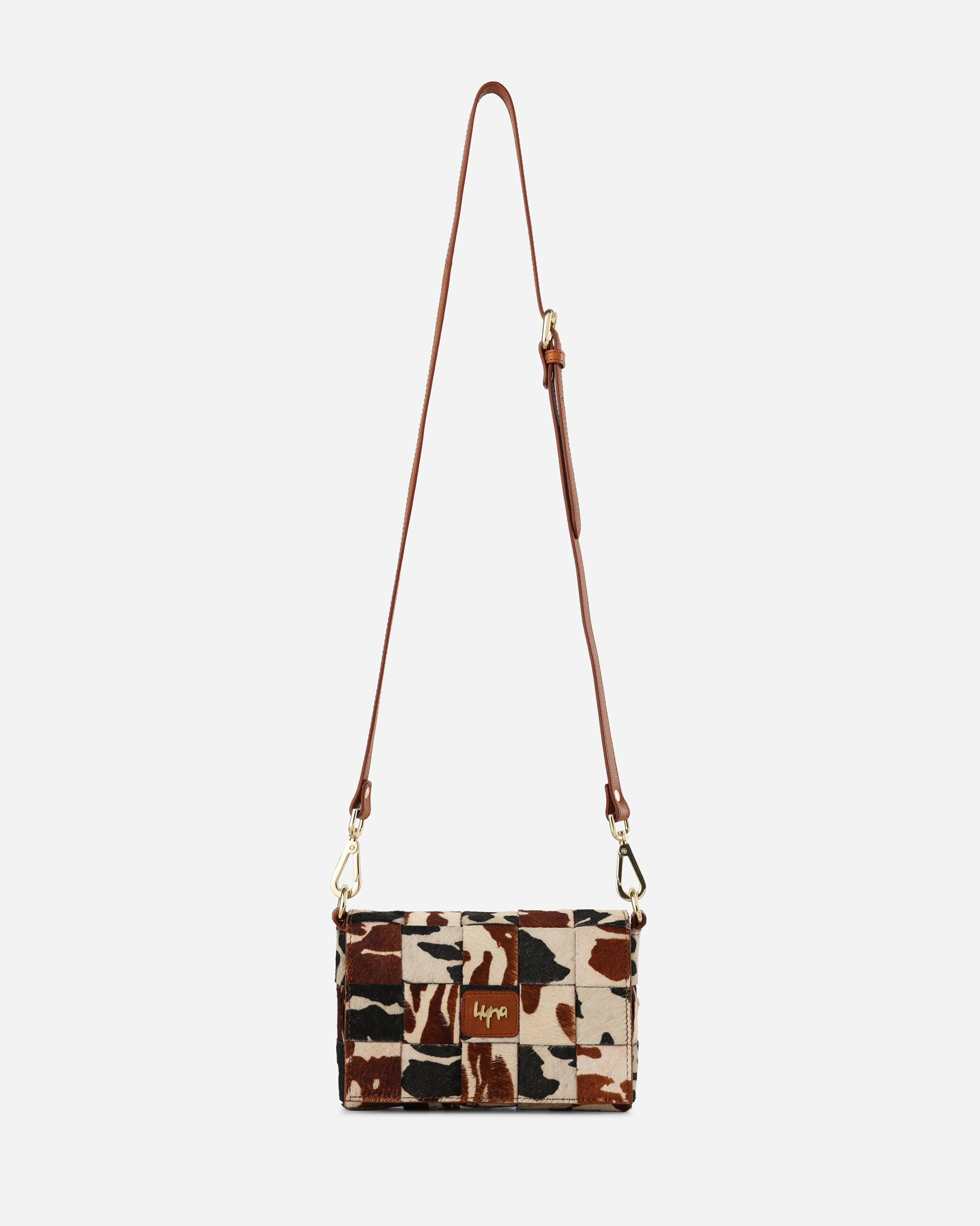 Hyna Tartan Mini Crossbody Bag (Tan & Black)