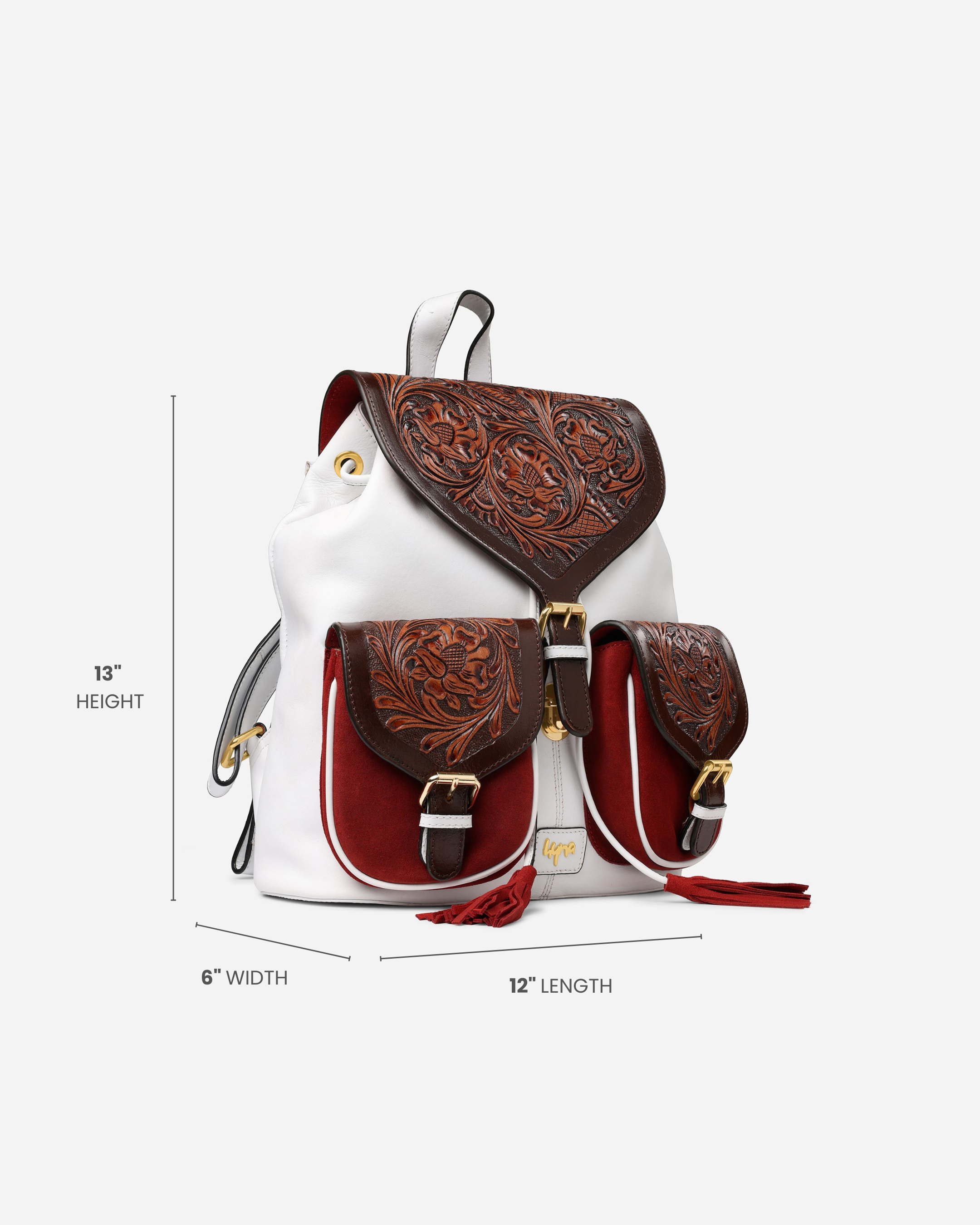 Luxury White Tan Full-Grain Leather Backpack for Women
